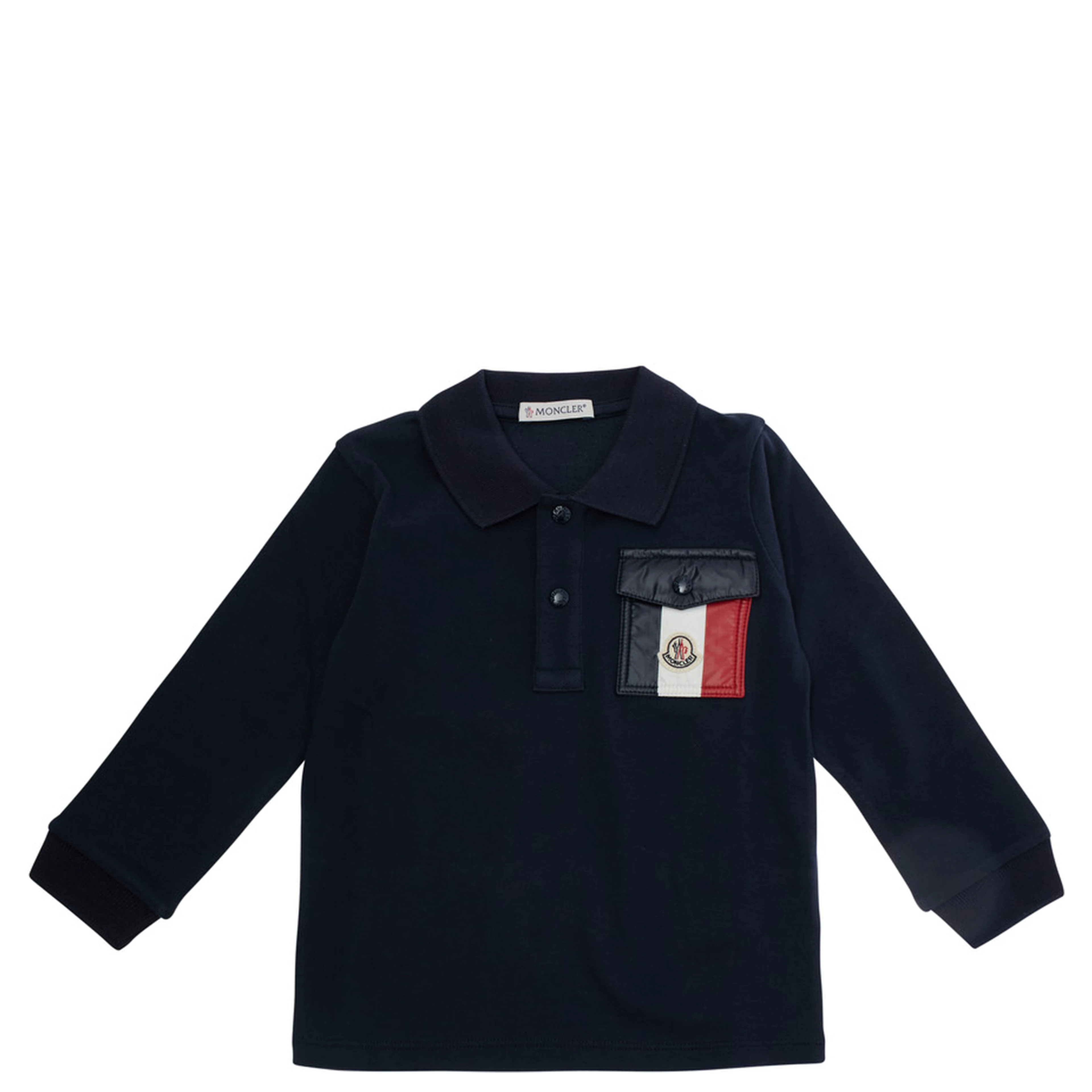 Blue Long Sleeve Polo Shirt with Pocket with Logo on Chest in Cotton Baby