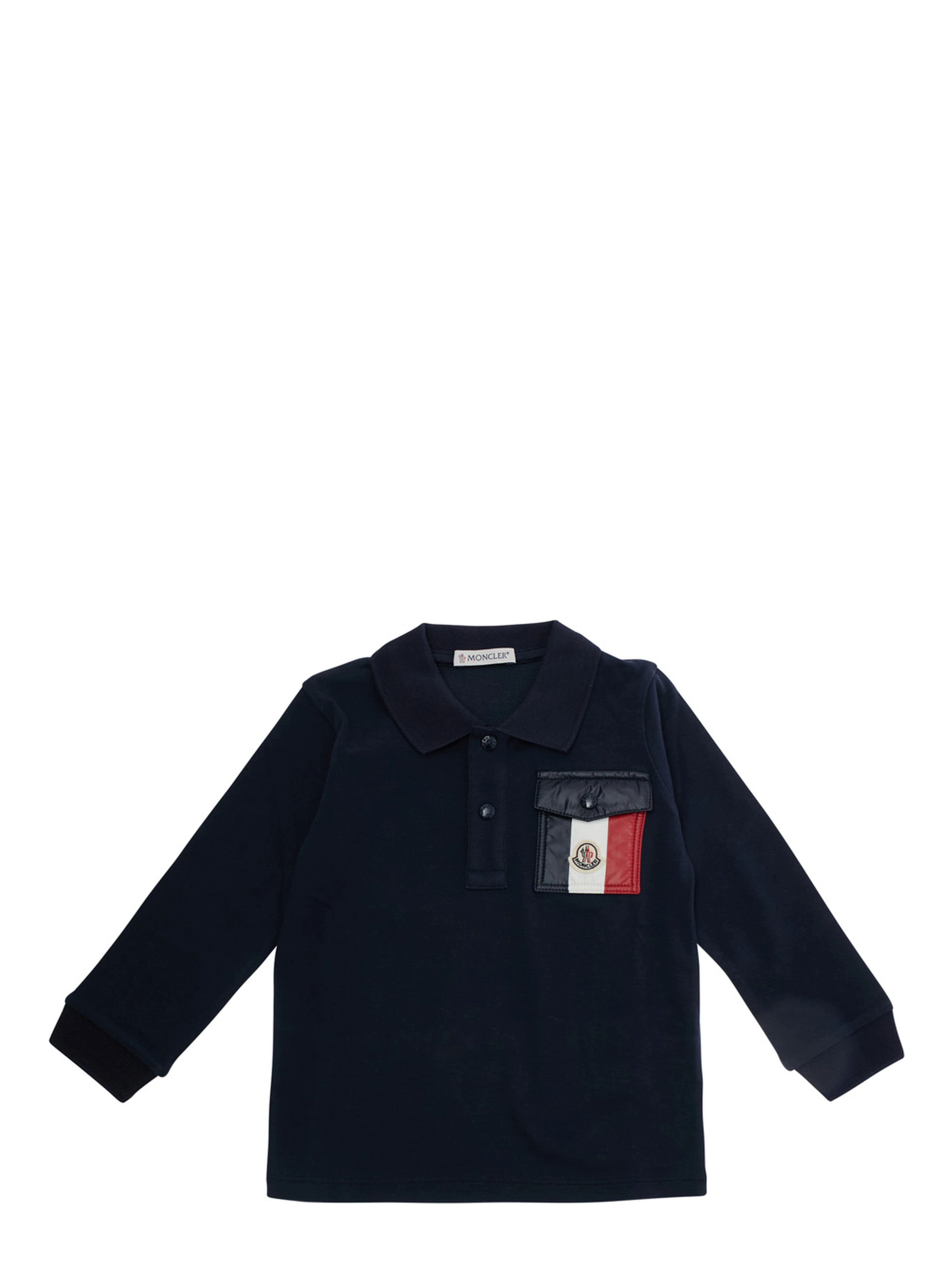Blue Long Sleeve Polo Shirt with Pocket with Logo on Chest in Cotton Baby