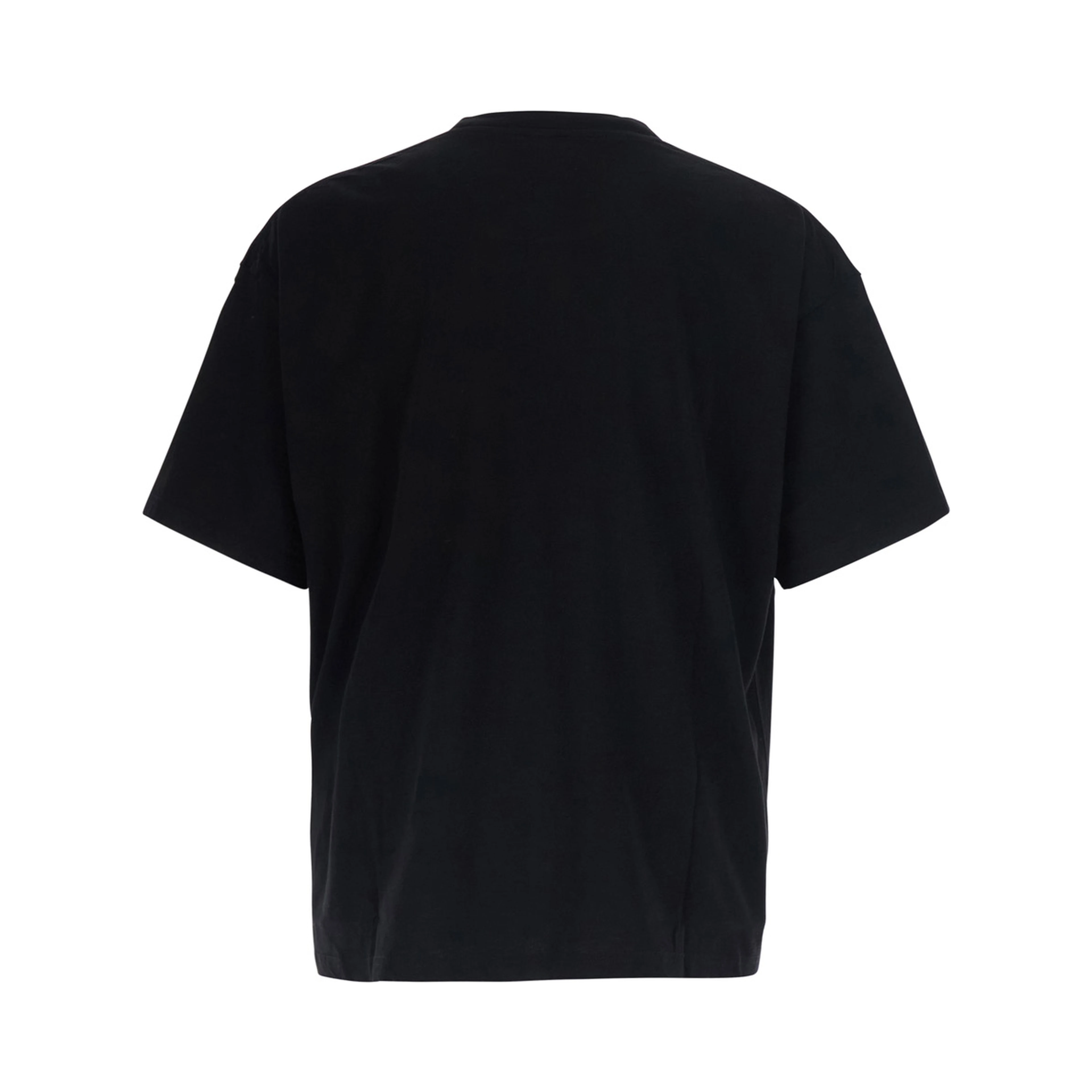 Black Crew neck T-shirt with large print on the front in cotton for men