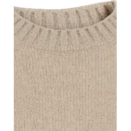 beige Crewneck sweater with ribbed details in wool Blend men