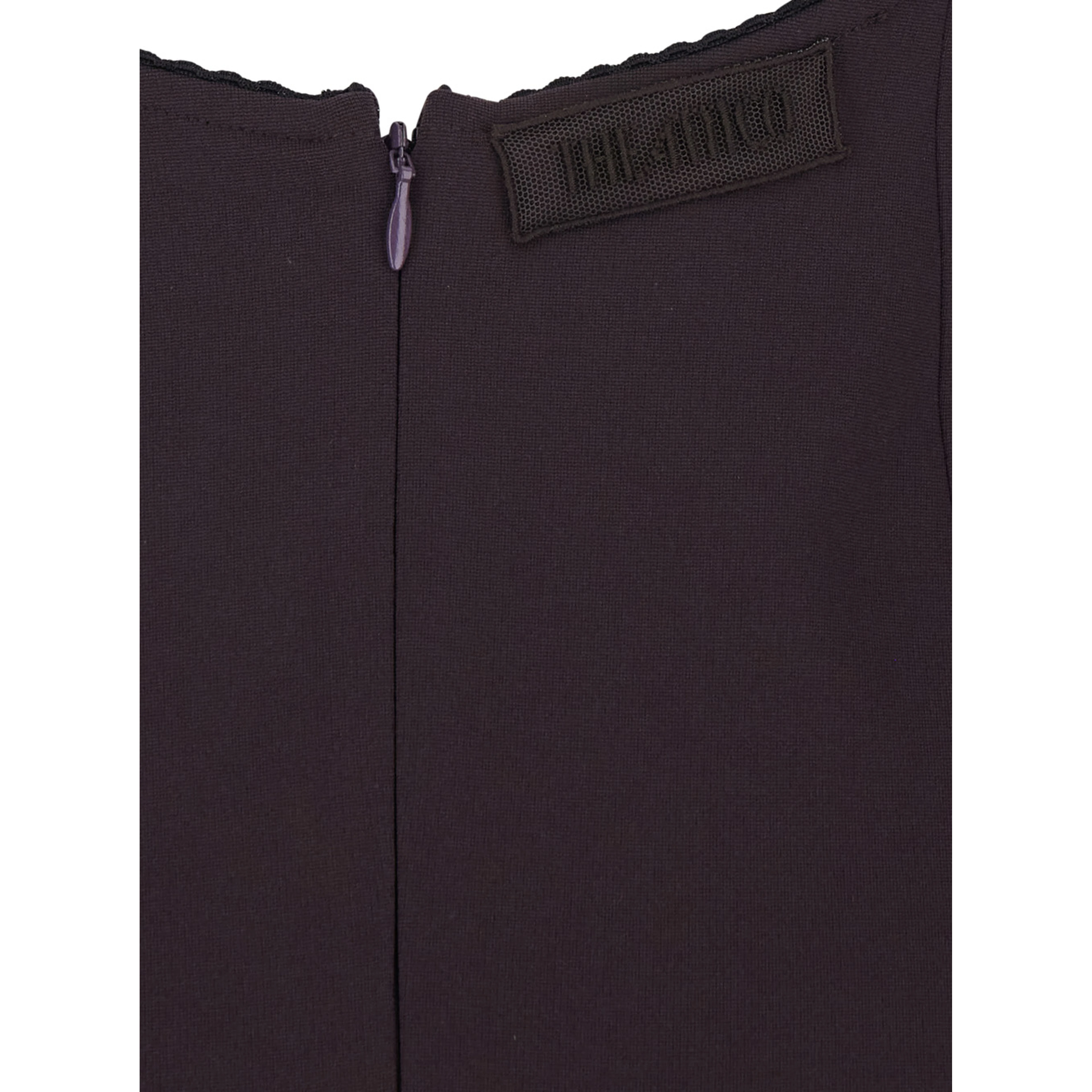 Brown Long Dress with Feathers on the Neck and Logo Patch on the Back in Cotton for Women