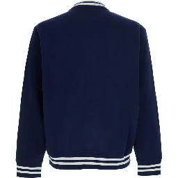 Blue Varsity Jacket with Pony Patch on the Front and Numeric Patch on the Sleeve in Cotton Blend for Men