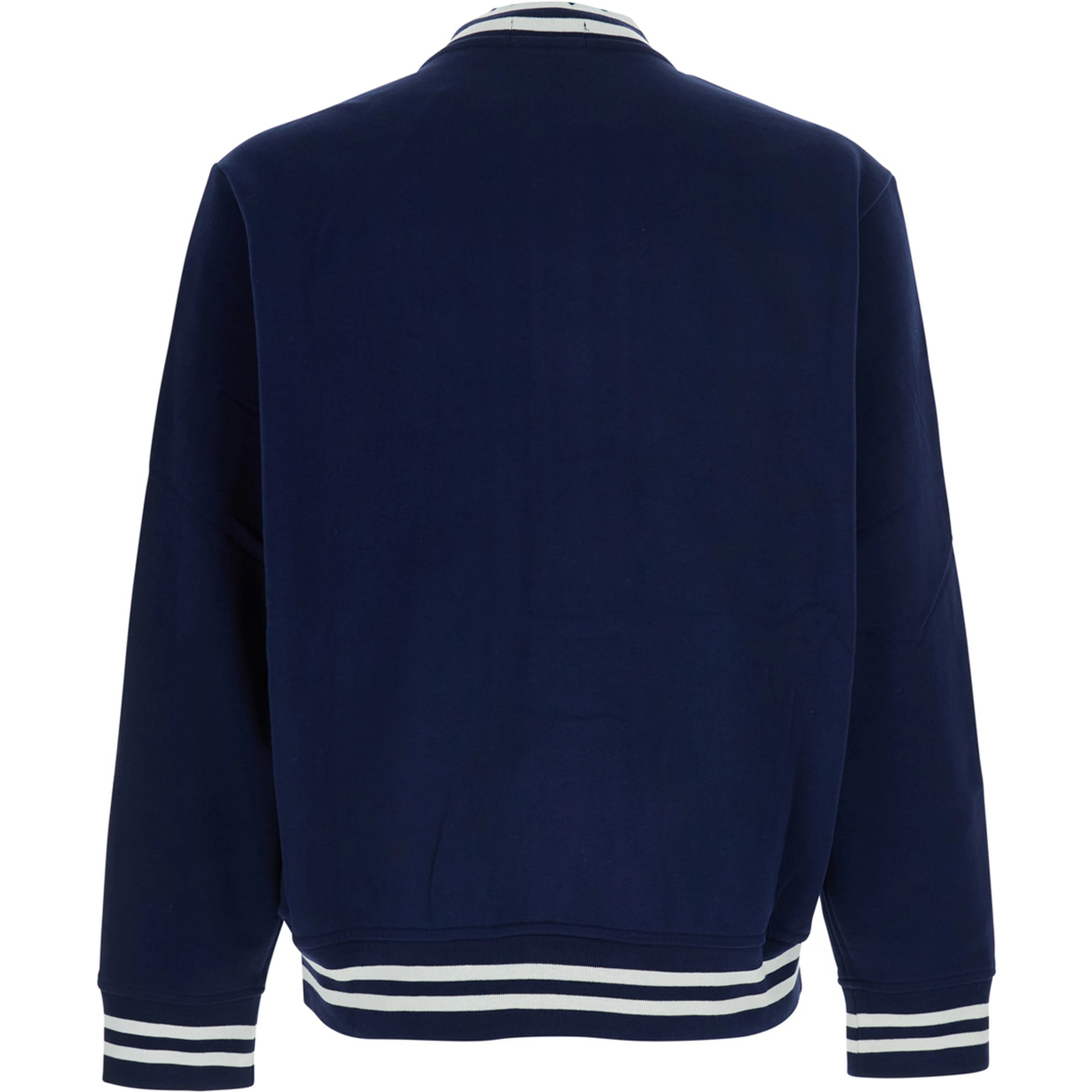 Blue Varsity Jacket with Pony Patch on the Front and Numeric Patch on the Sleeve in Cotton Blend for Men