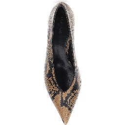 beige pumps with python print in leather for women