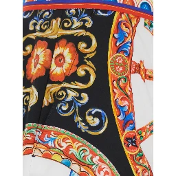 Multicolor Shorts with front belt and Carretto print in cotton for women