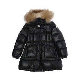 ARUNA Parka with high collar and long sleeves in black tech fabric for Girl