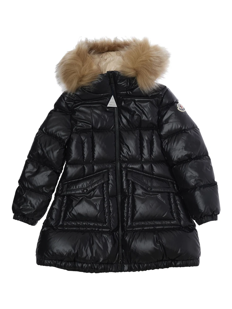 ARUNA Parka with high collar and long sleeves in black tech fabric for Girl