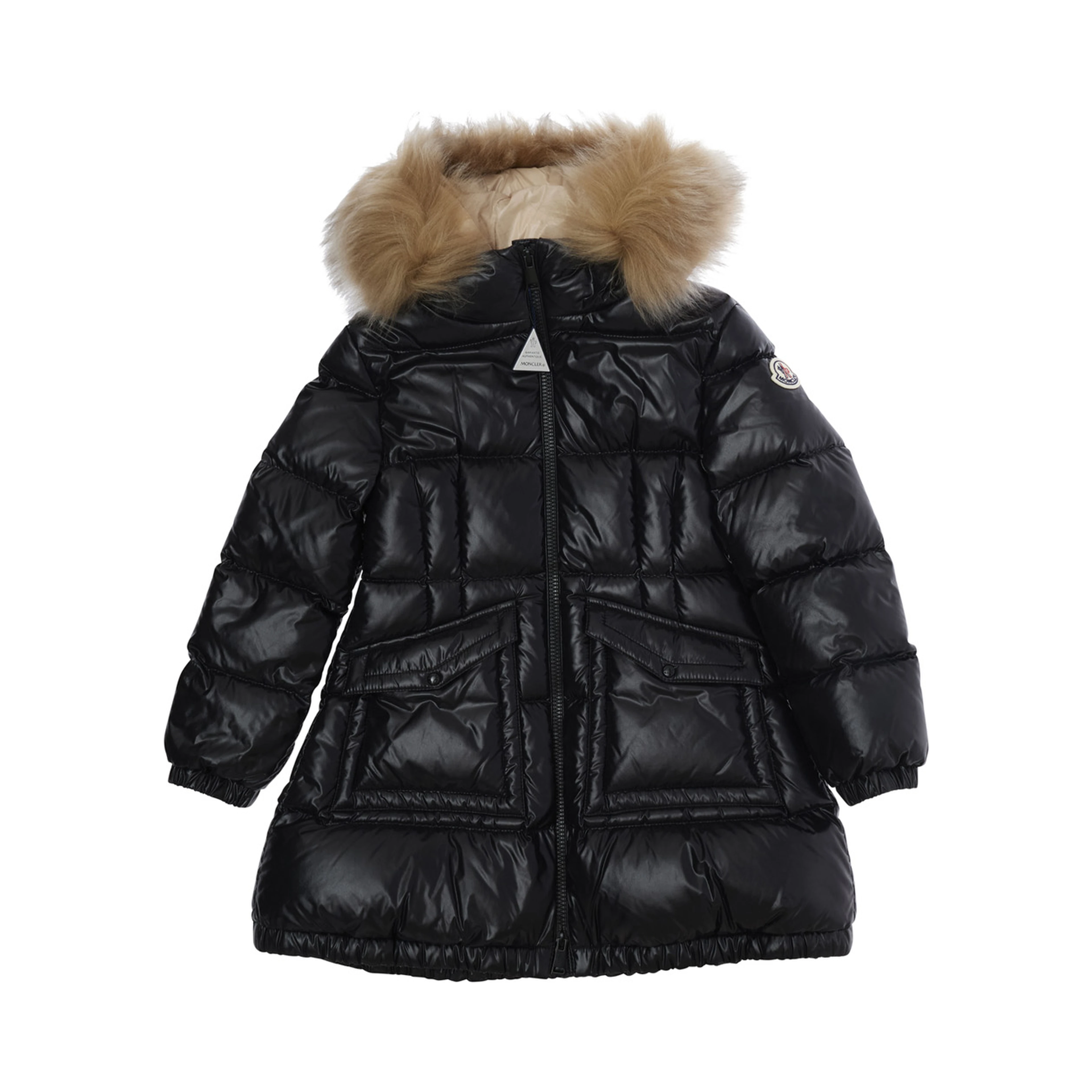 ARUNA Parka with high collar and long sleeves in black tech fabric for Girl