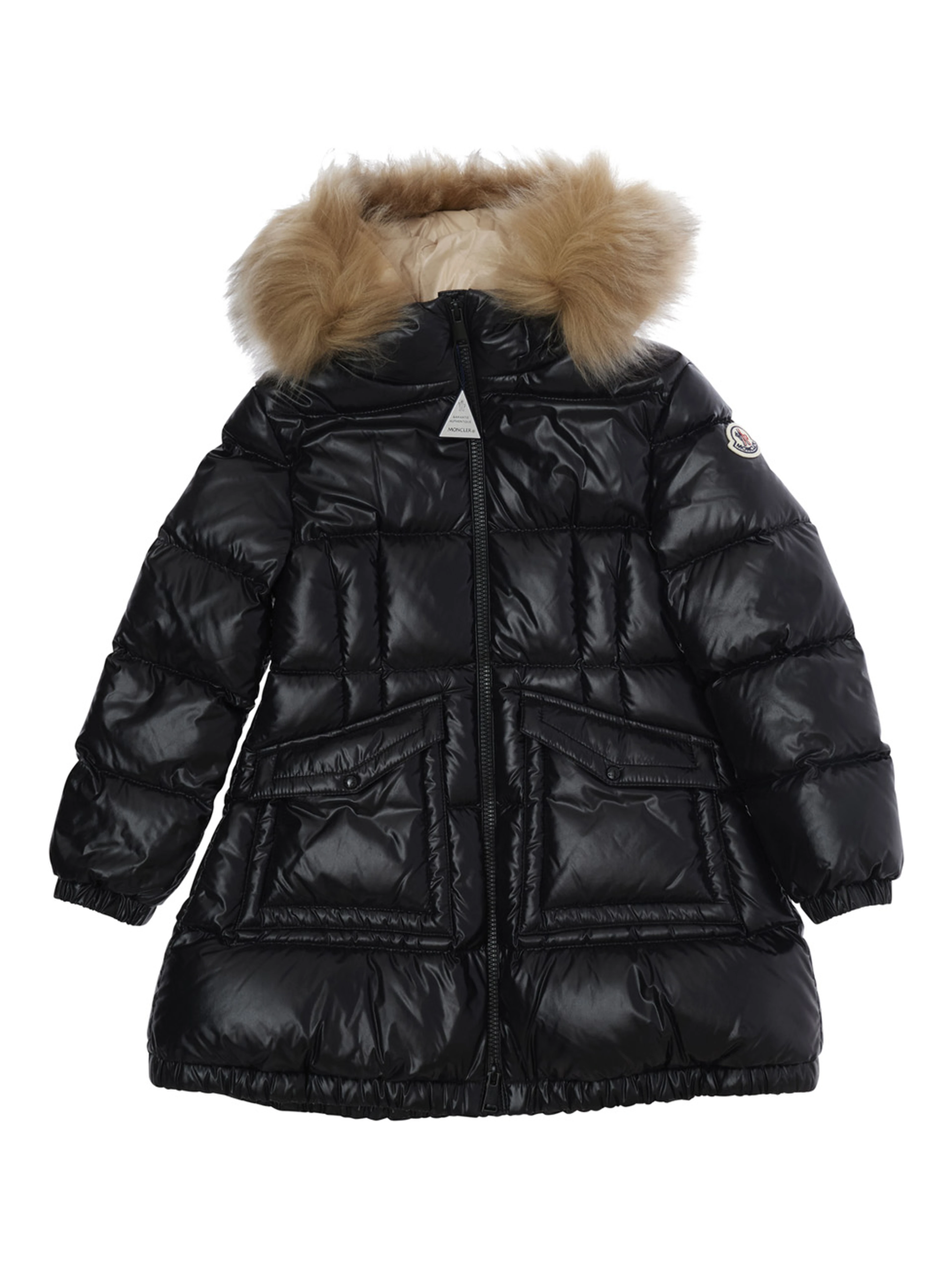 ARUNA Parka with high collar and long sleeves in black tech fabric for Girl