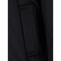 black Bomber Jacket with shirt collar and logo on the front in Tech Fabric for men