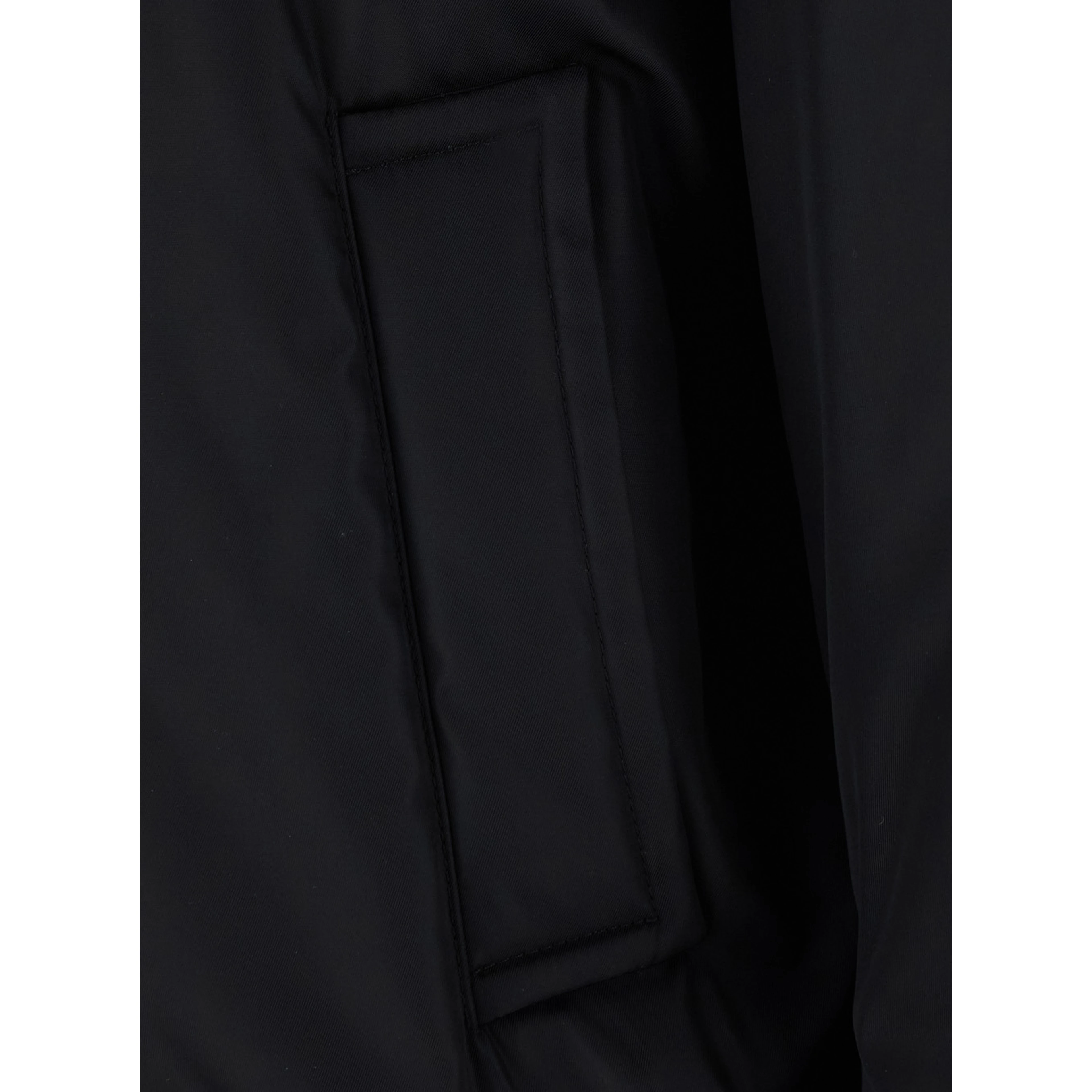 black Bomber Jacket with shirt collar and logo on the front in Tech Fabric for men