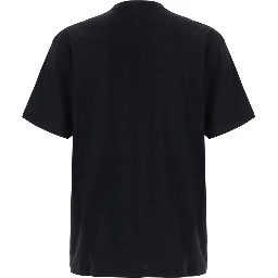 Black Crew neck T-shirt with crest embroidery on the front in Blend cotton for men
