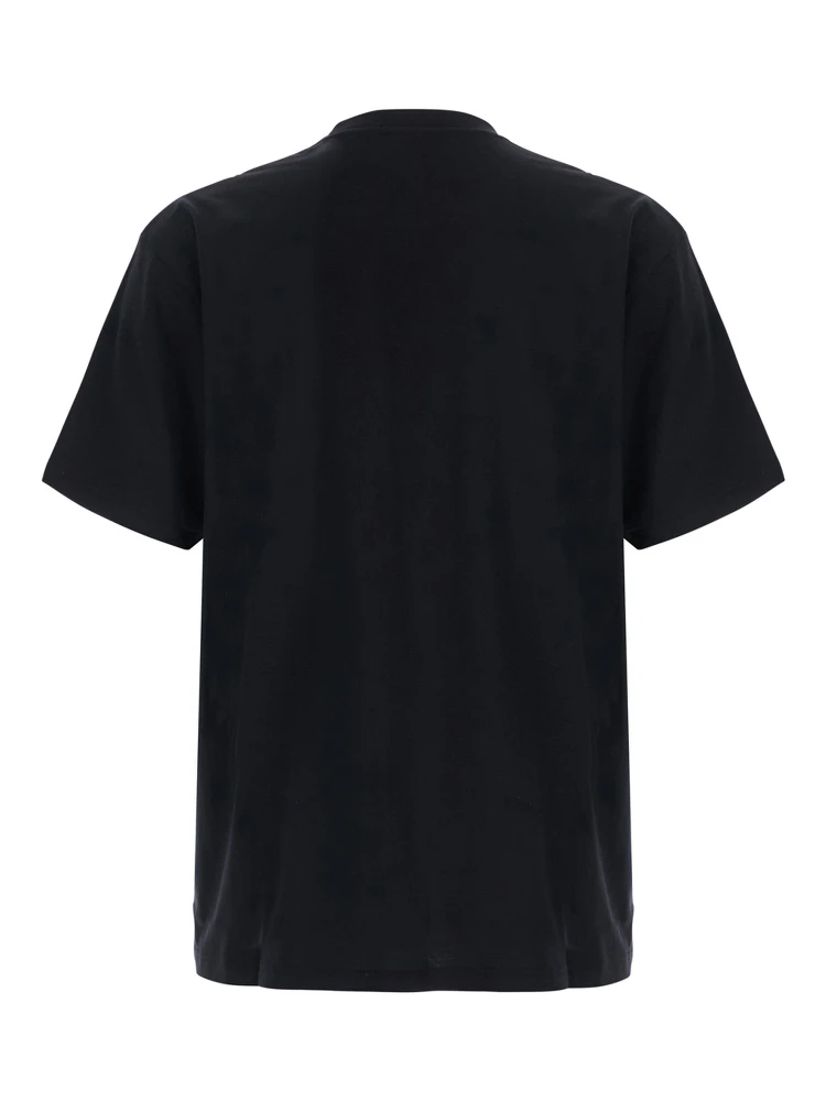 Black Crew neck T-shirt with crest embroidery on the front in Blend cotton for men alternative