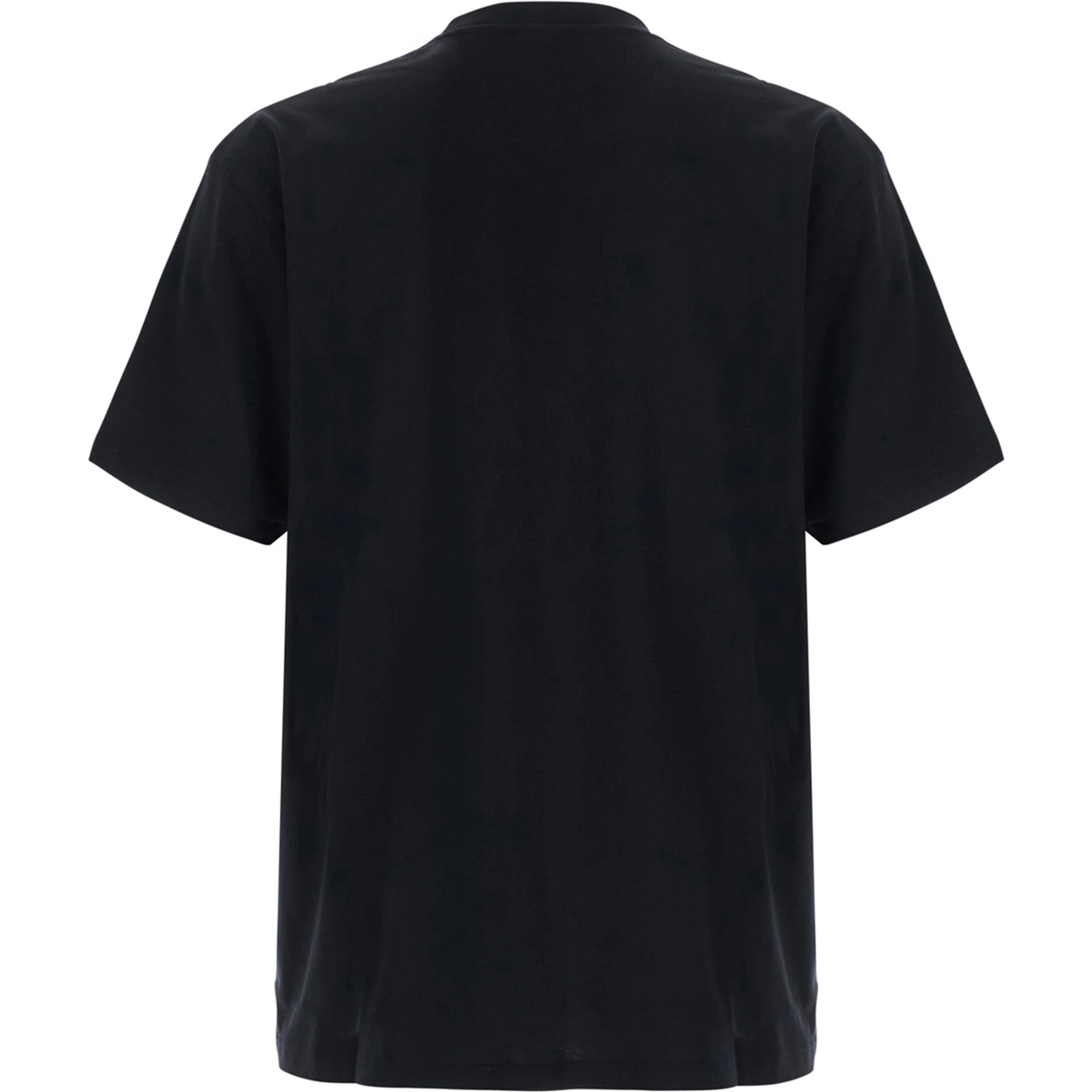 Black Crew neck T-shirt with crest embroidery on the front in Blend cotton for men