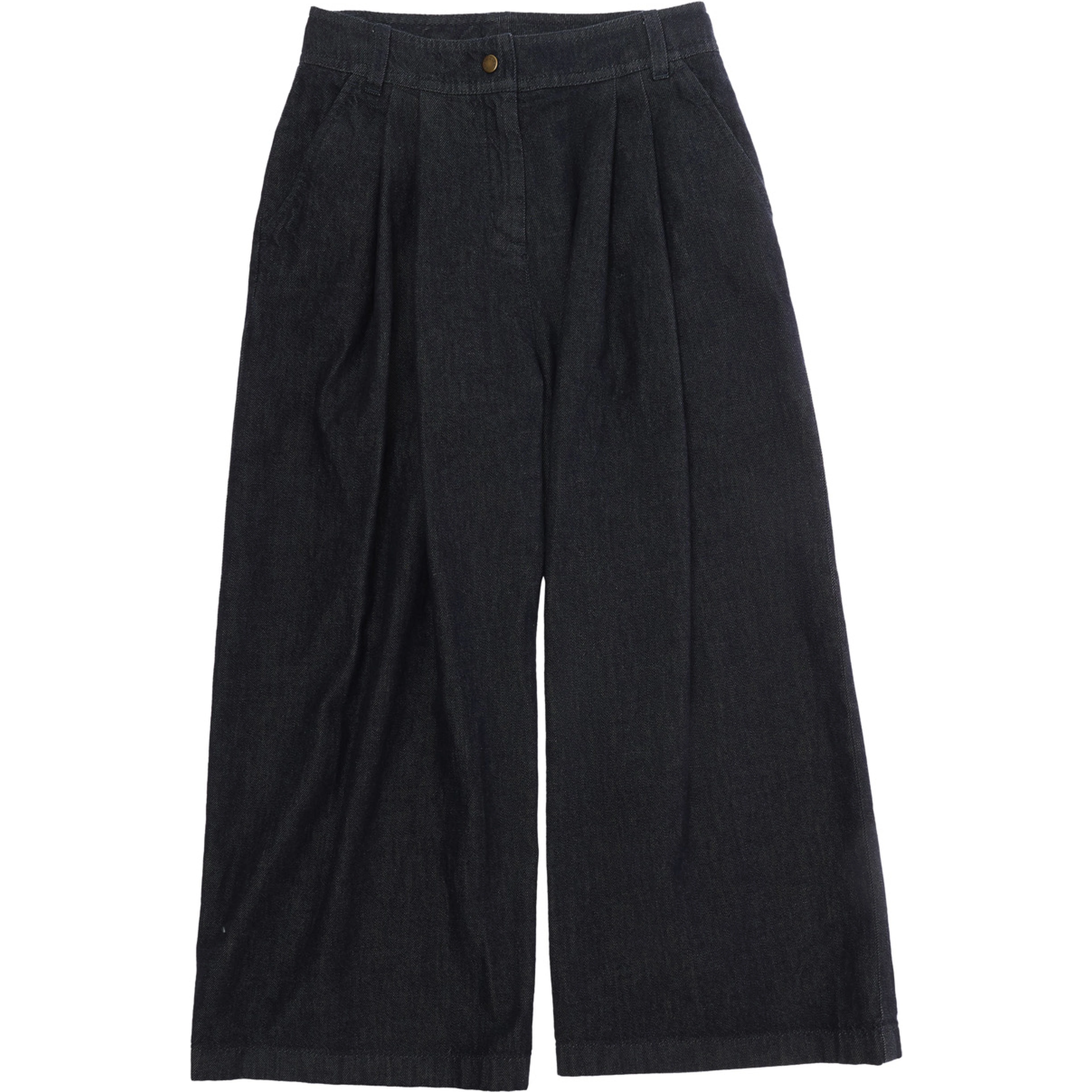 Blue Pants with logo patch on the back and wide leg in cotton Girl