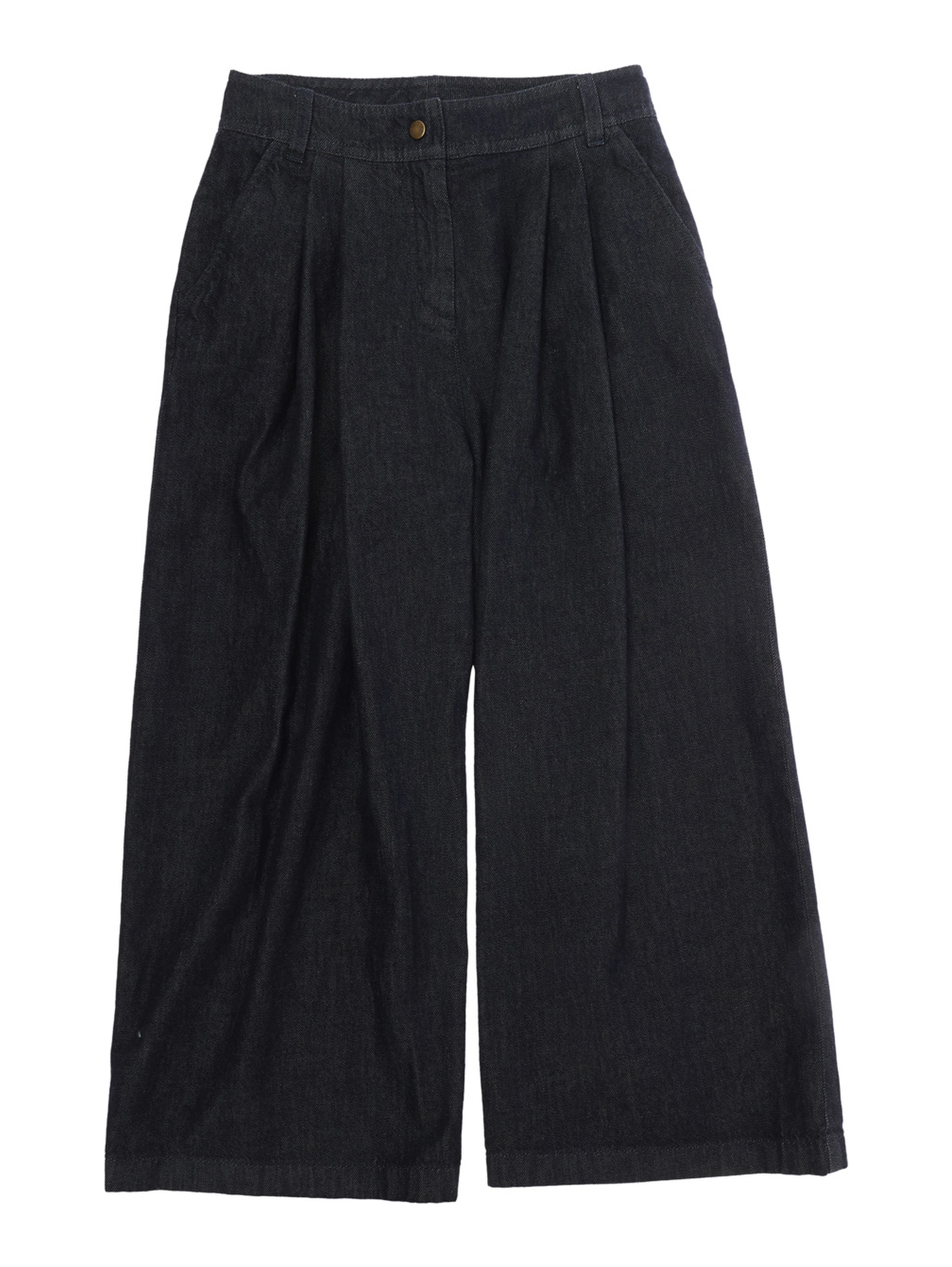 Blue Pants with logo patch on the back and wide leg in cotton Girl