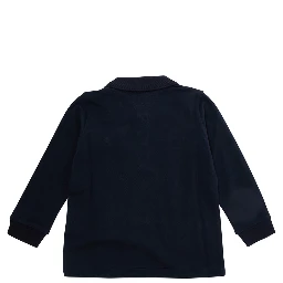 Blue Long Sleeve Polo Shirt with Pocket with Logo on Chest in Cotton Baby