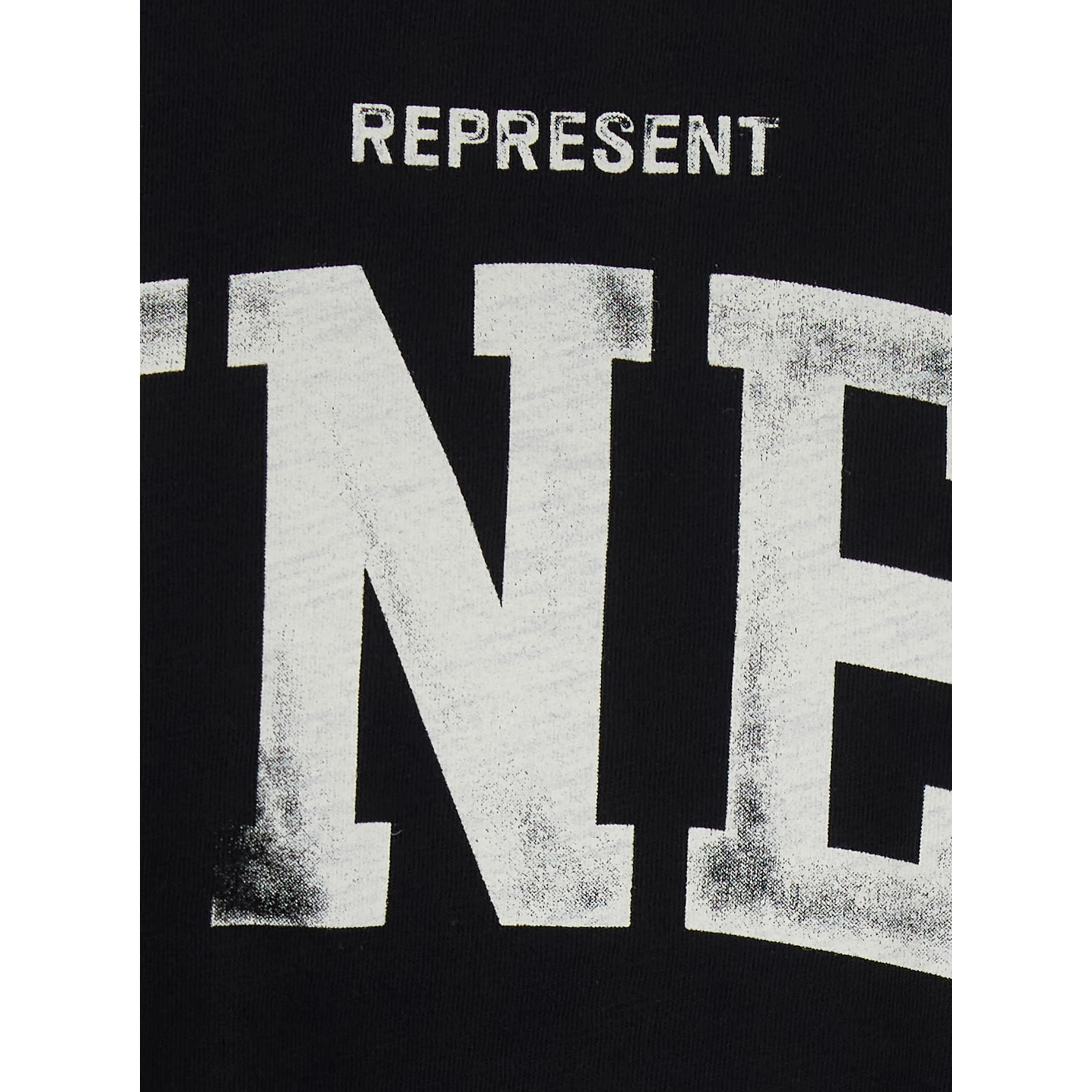 Black Crew neck T-shirt with large print on the front in cotton for men