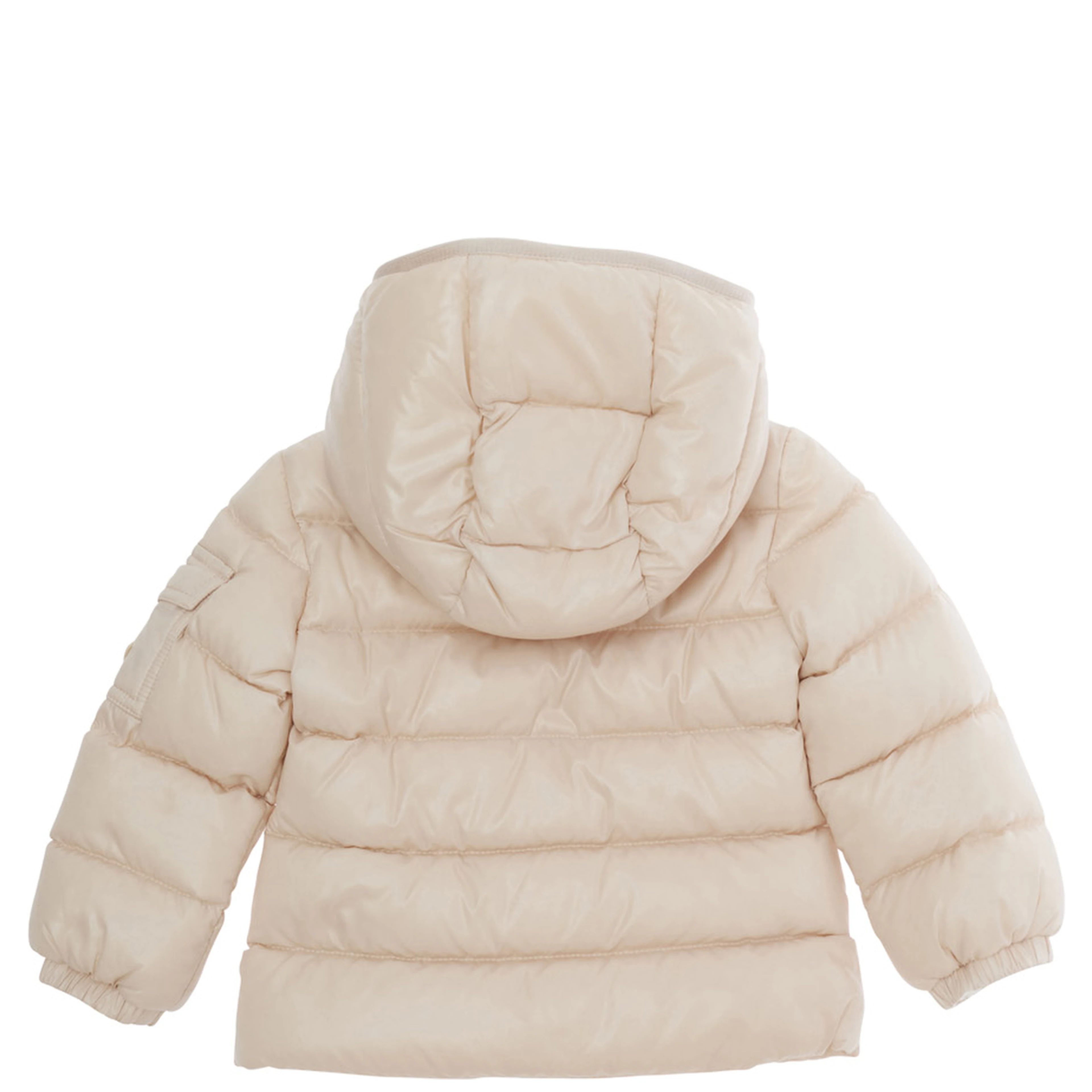Bady Pink down jacket with hood and logo patch on the sleeve in Tech Fabric baby