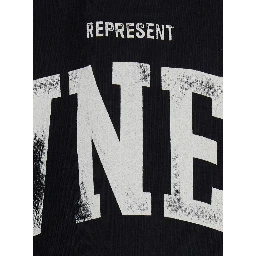 black sweatshirt with Polo collar and logo on the front in cotton for men