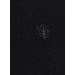 Black Crew neck T-shirt with crest embroidery on the front in Blend cotton for men