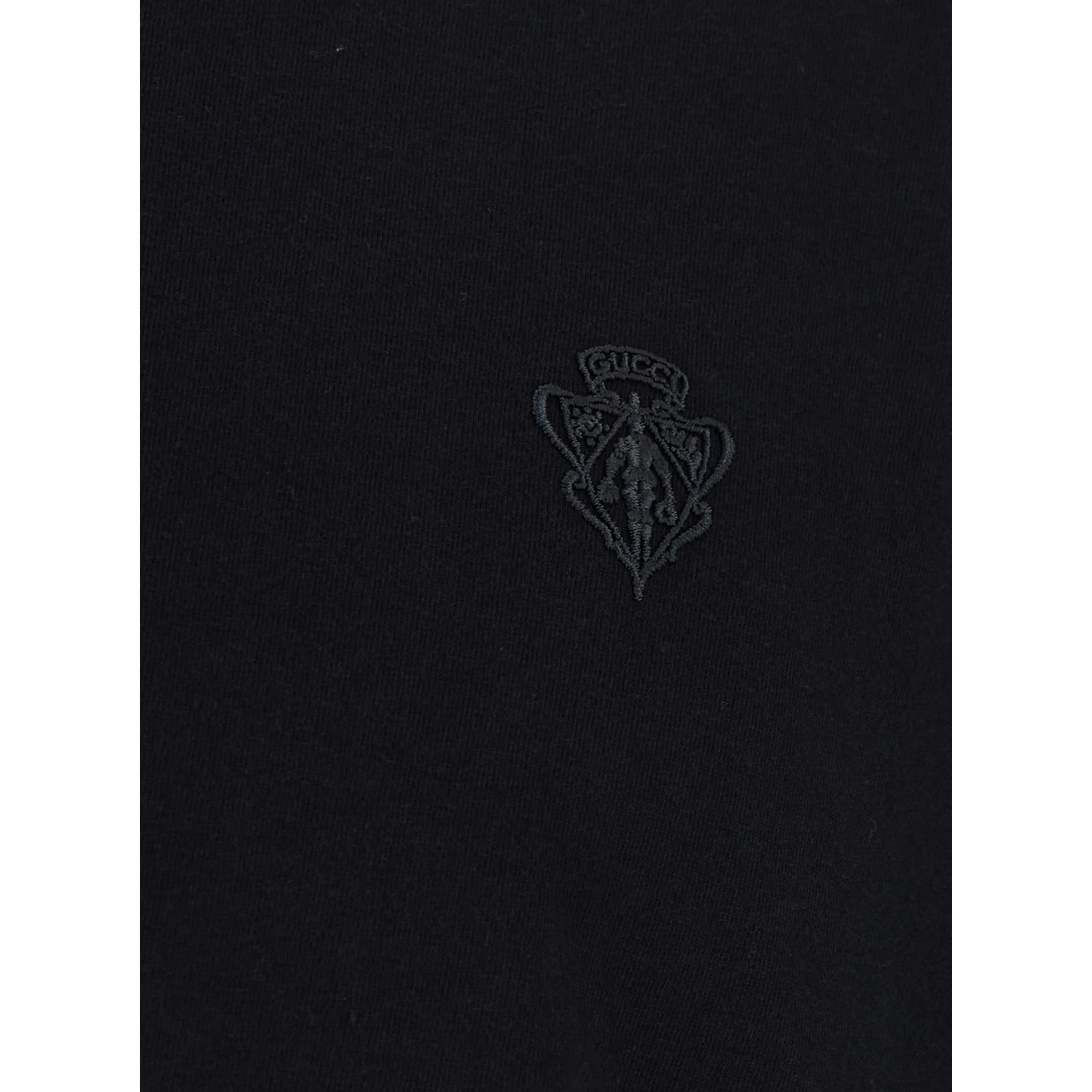 Black Crew neck T-shirt with crest embroidery on the front in Blend cotton for men
