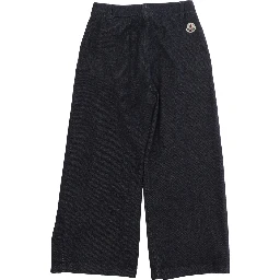 Blue Pants with logo patch on the back and wide leg in cotton Girl