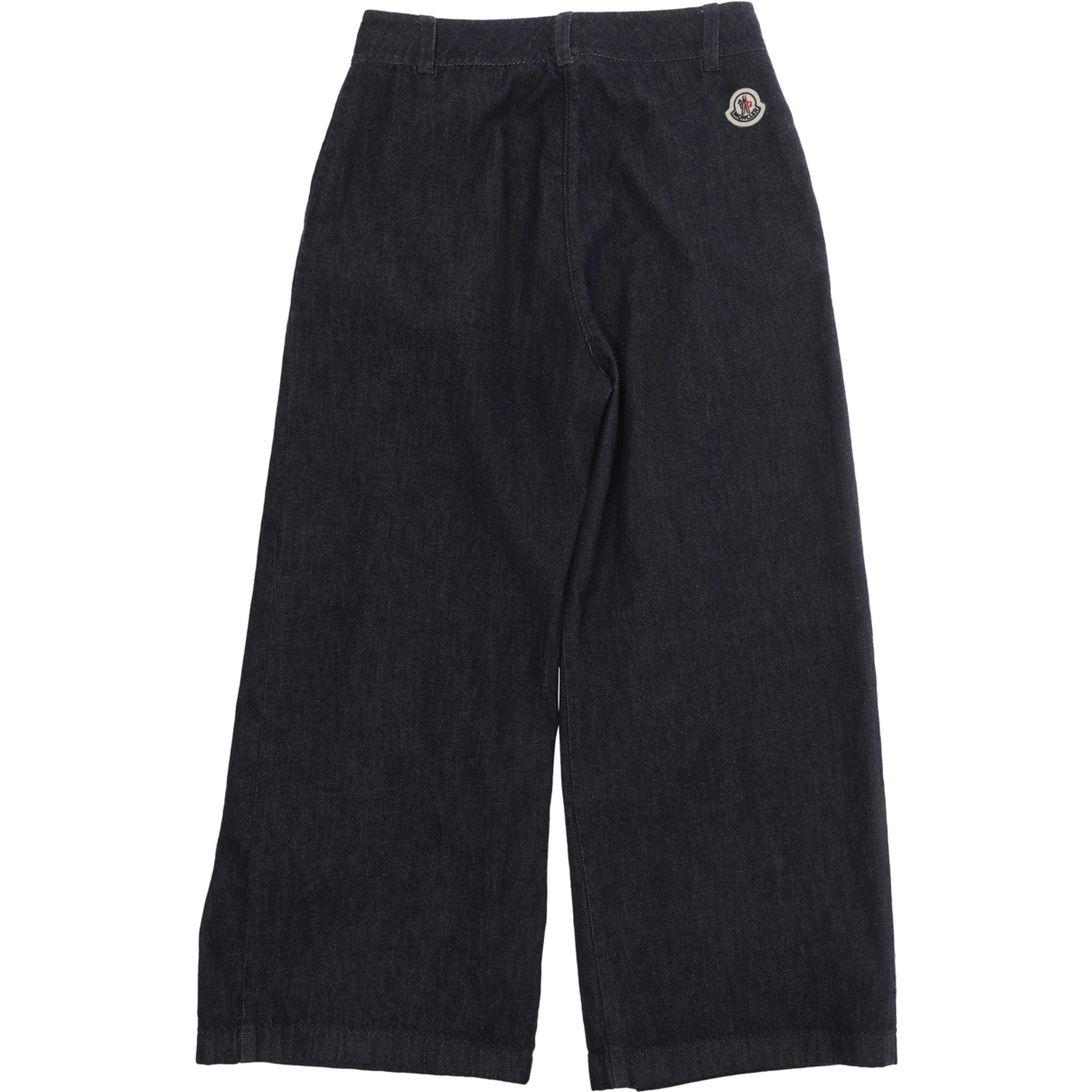 Blue Pants with logo patch on the back and wide leg in cotton Girl