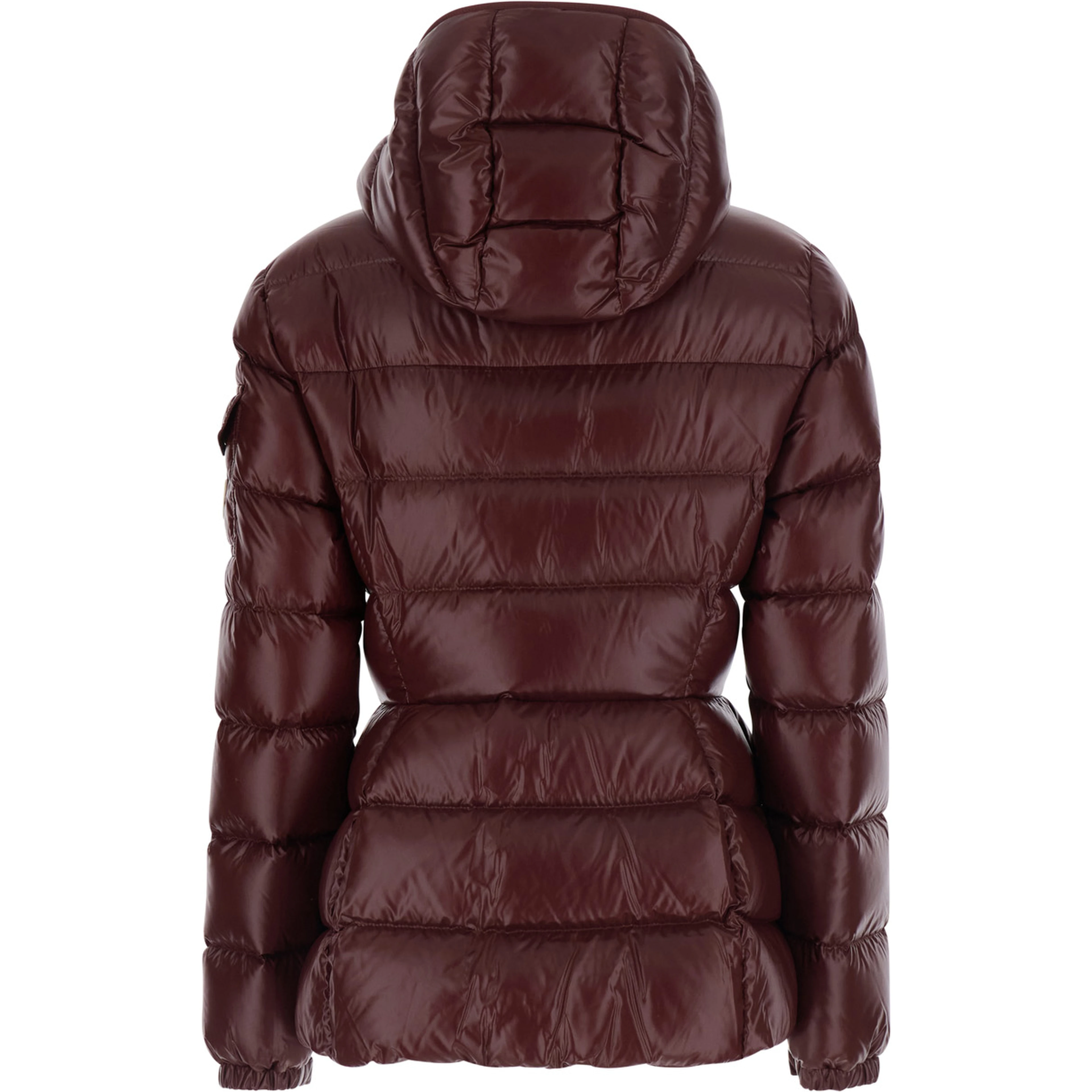 Barante Red down jacket with Hood and Applied Pocket on Sleeve with Logo Patch in Tech Fabric for Women