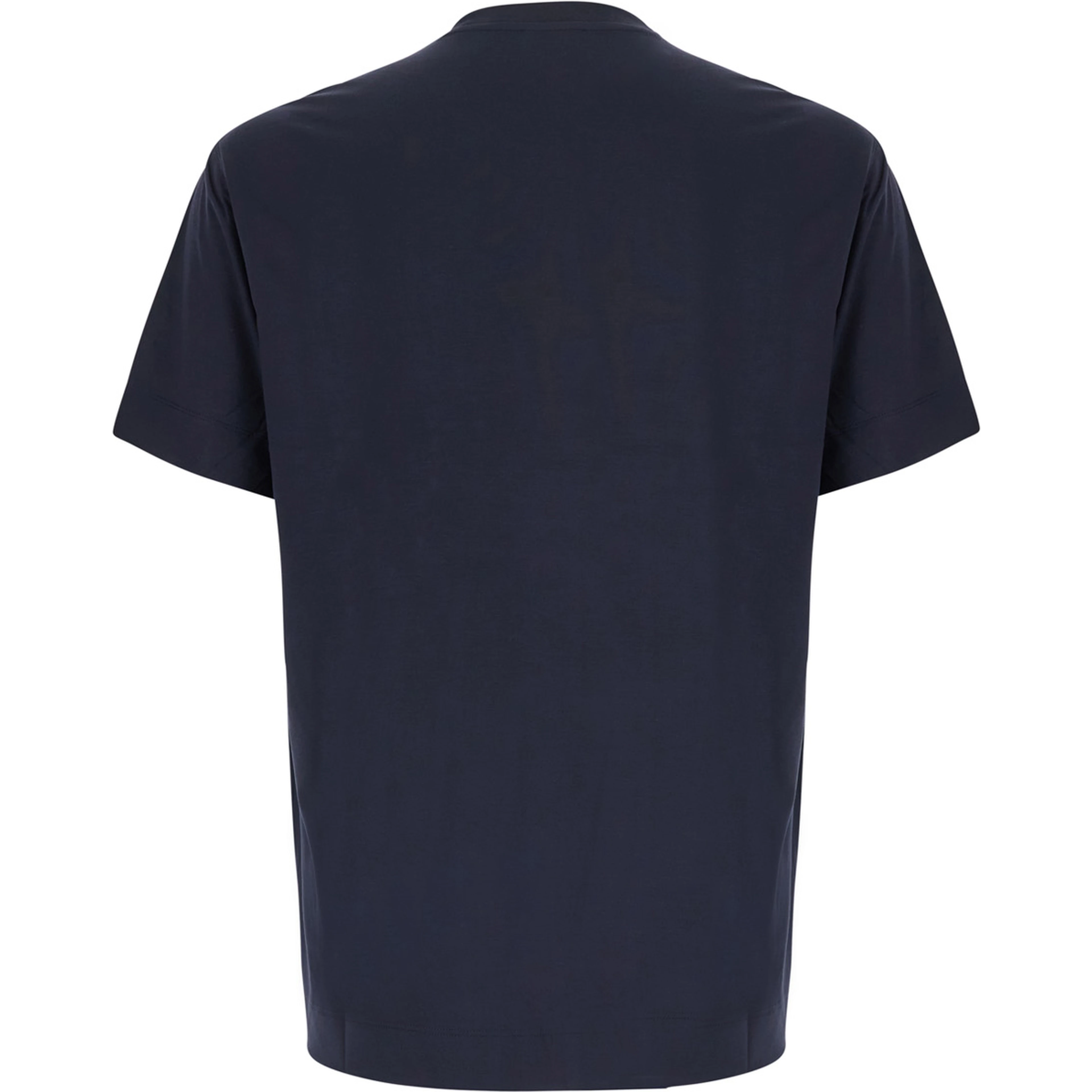 blue T-shirt with round neck and tone-on-tone logo in modal for men