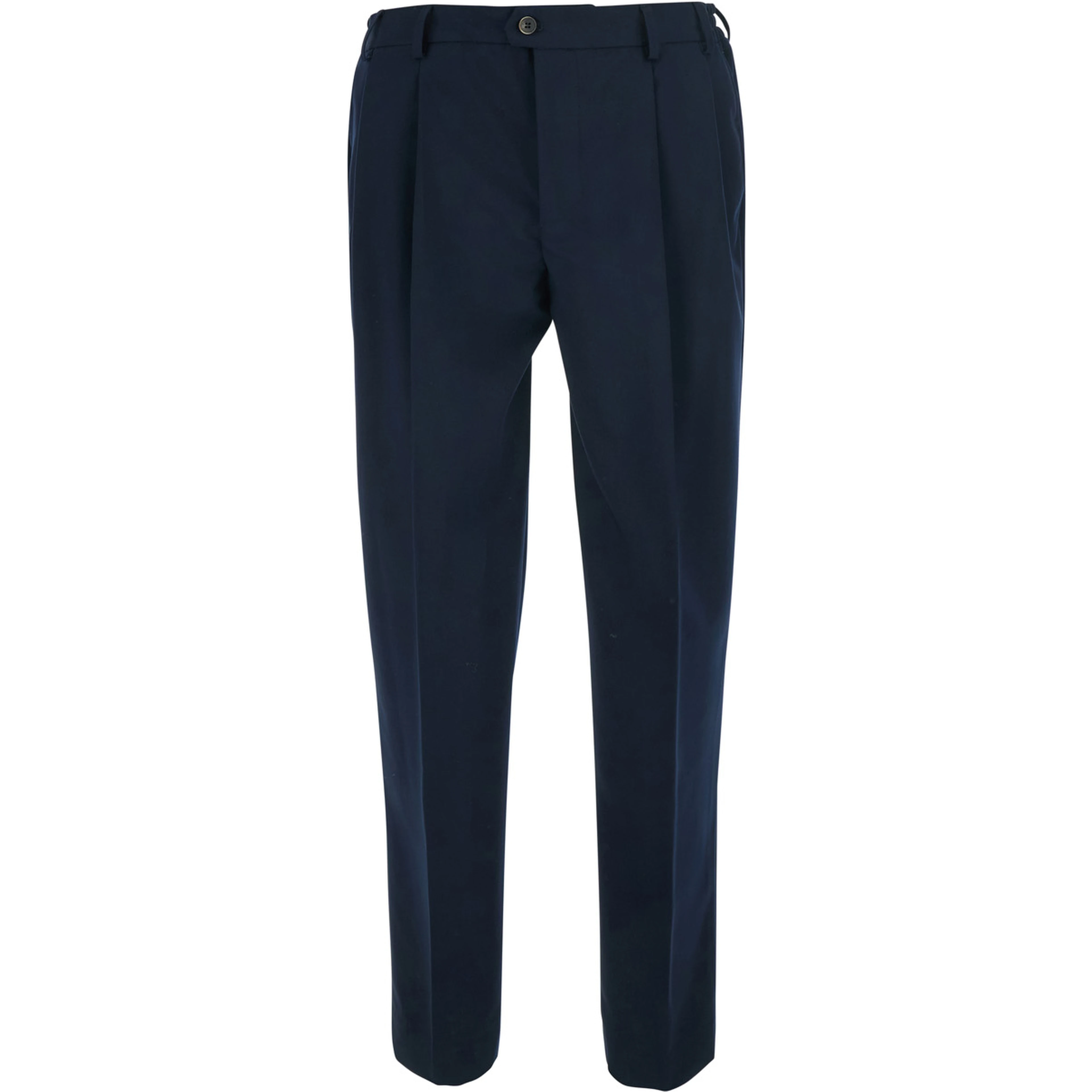 Blue Pants with front pleats and belt loops in fabric for men