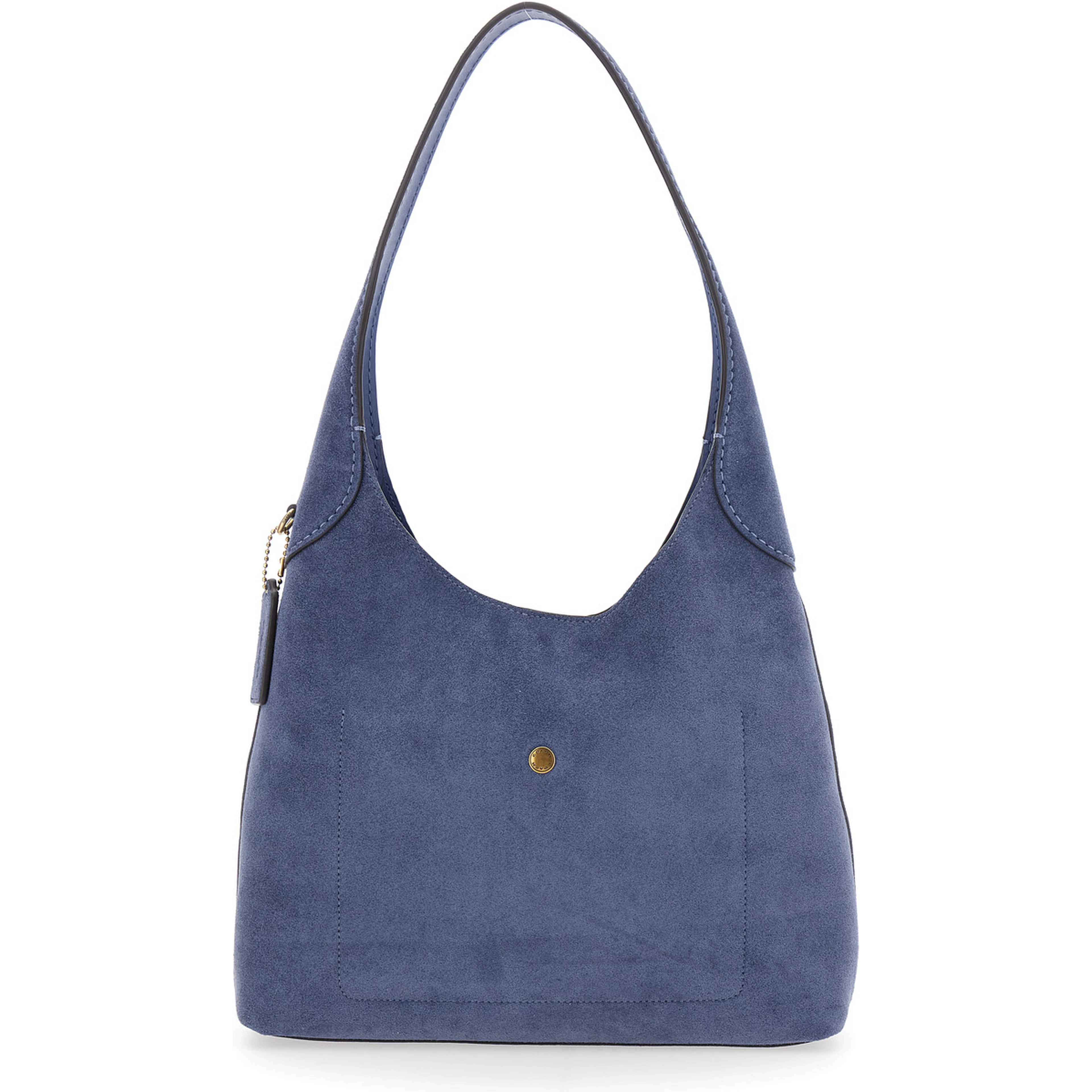 Brooklyn Blue Shoulder Bag with Magnetic Closure and Logo Detail in Suede for Women