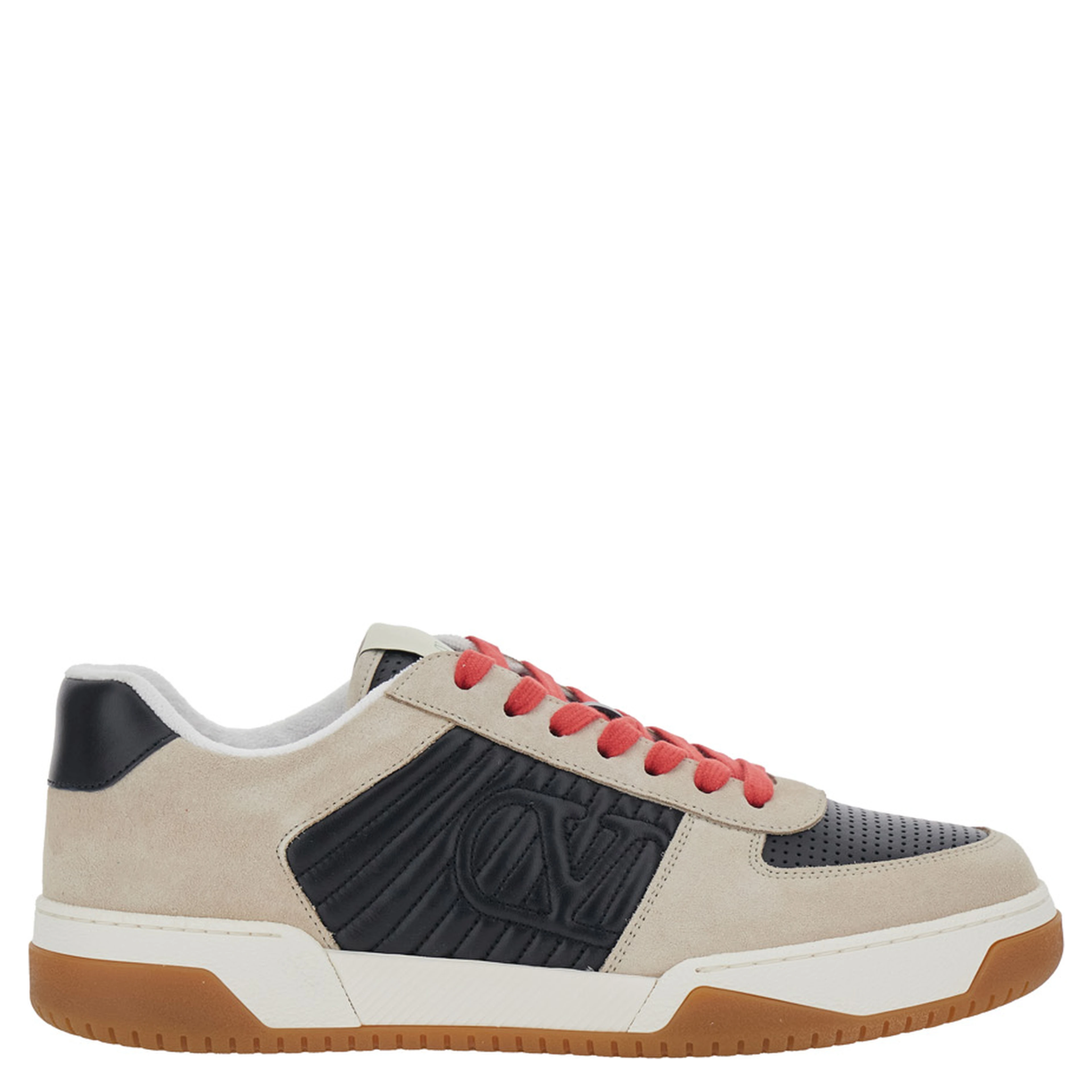 Sparry beige Sneaker with VLogo side in leather and Fabric men