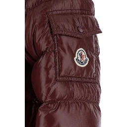 Barante Red down jacket with Hood and Applied Pocket on Sleeve with Logo Patch in Tech Fabric for Women