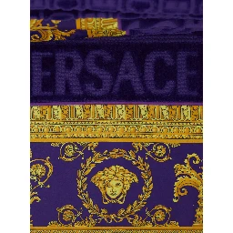 purple Five-piece towel set with Baroque print in cotton