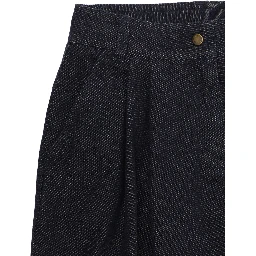 Blue Pants with logo patch on the back and wide leg in cotton Girl