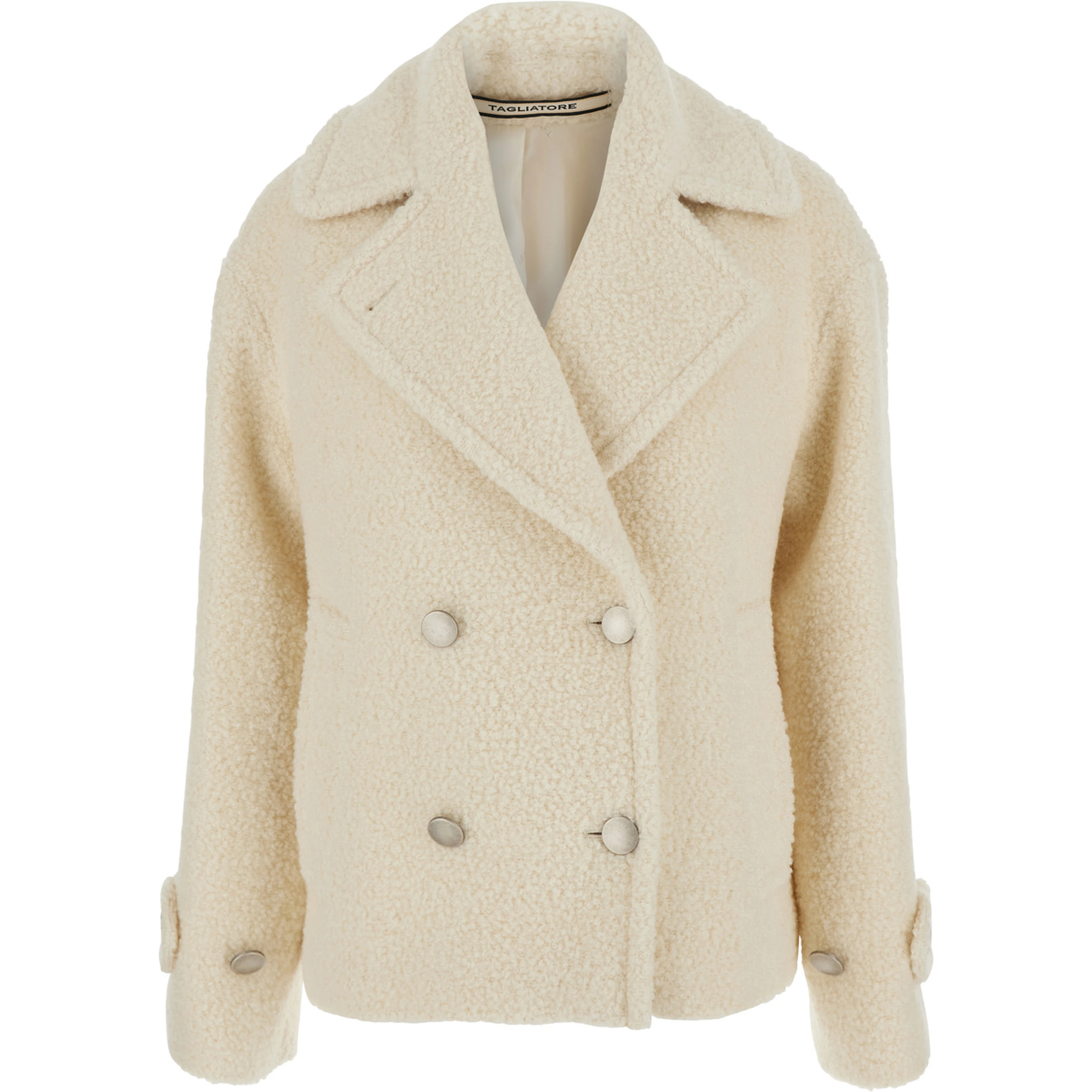 SHORT COAT with collar and long sleeves in Tech Fabric white women