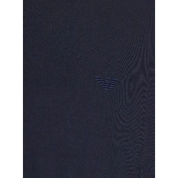 blue T-shirt with round neck and tone-on-tone logo in modal for men
