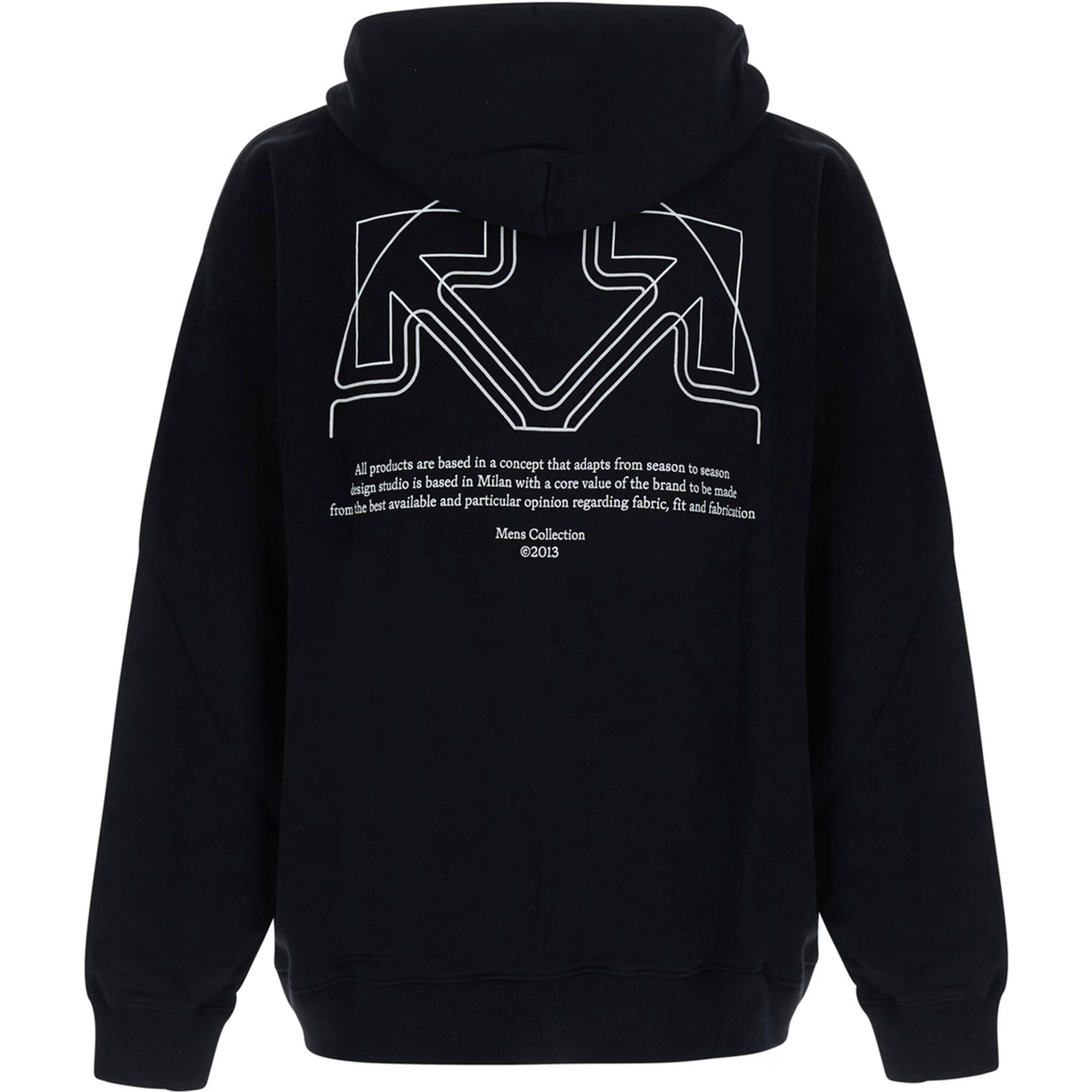 Hoodie OFF-WHITE with logo and long sleeves in black cotton unisex