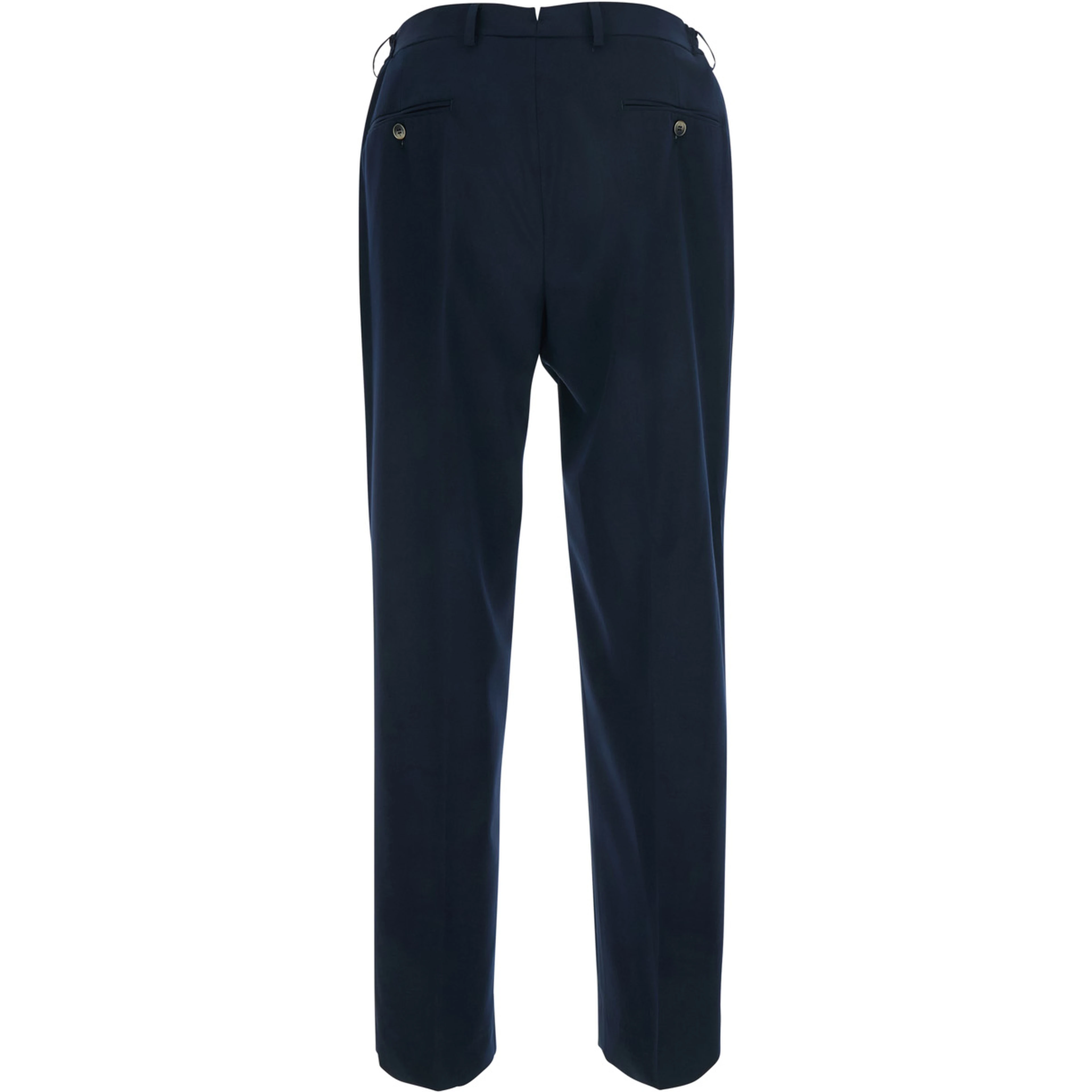 Blue Pants with front pleats and belt loops in fabric for men
