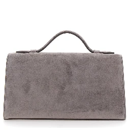 SYMMETRY CLUTCH IN SUEDE with elegant details in brown suede for women
