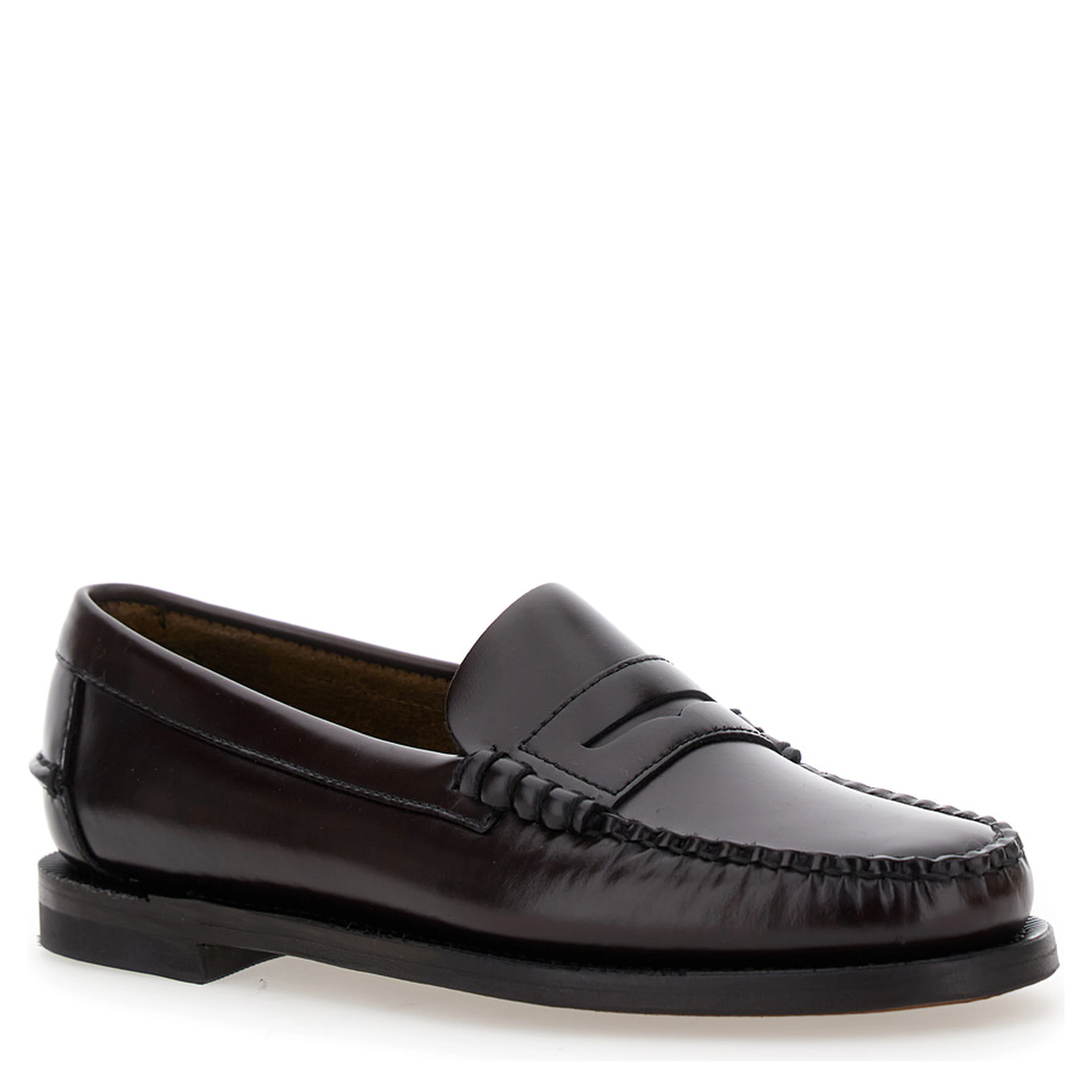 Loafers Dan Bordeaux with Round Toe in Leather for Women