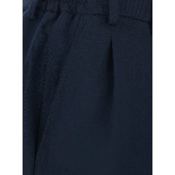 Blue Pants with front pleats and belt loops in fabric for men
