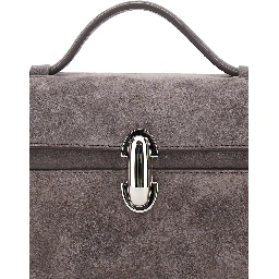 SYMMETRY CLUTCH IN SUEDE with elegant details in brown suede for women