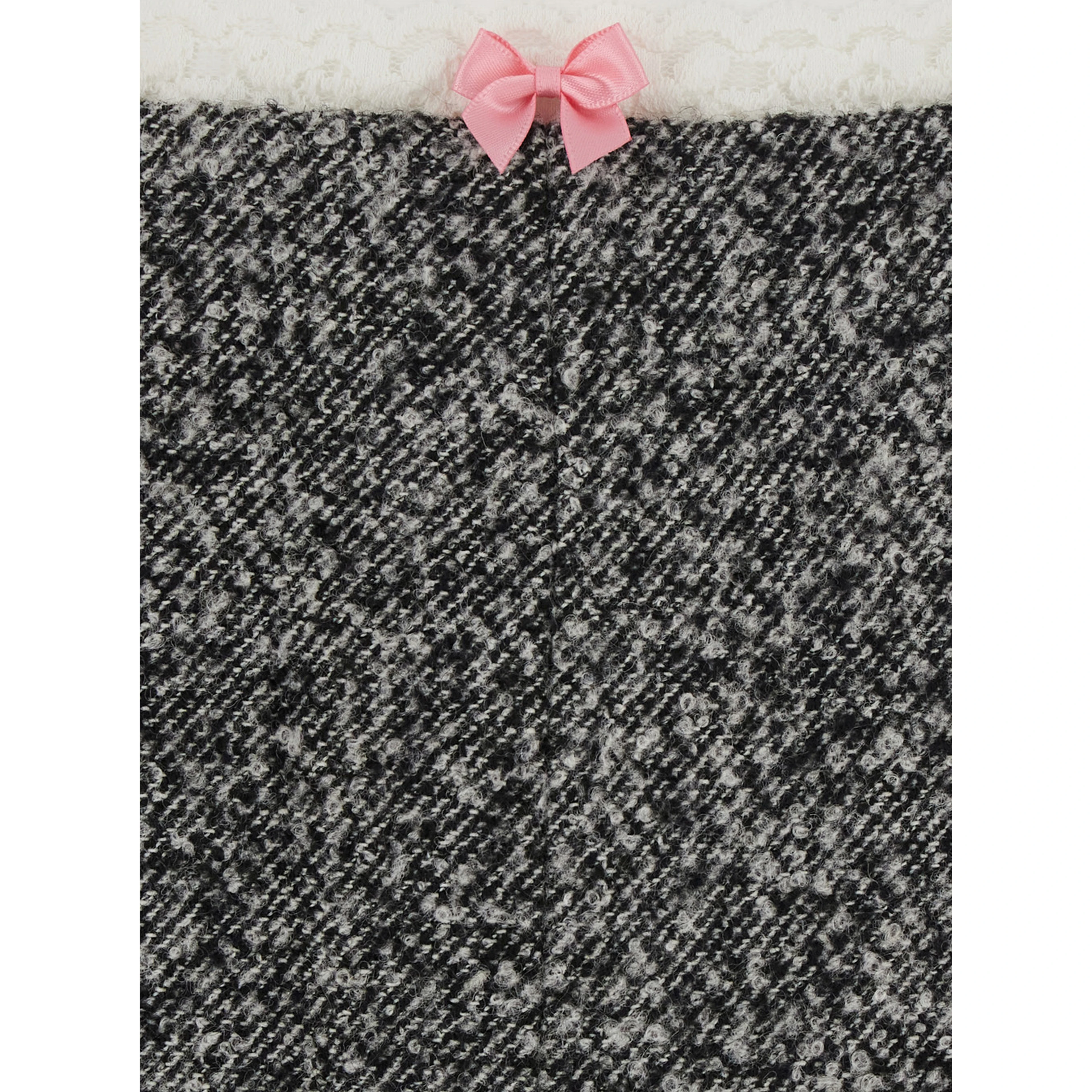 Gray Pencil Skirt with Fringed Hem in Polyester and Wool for Women