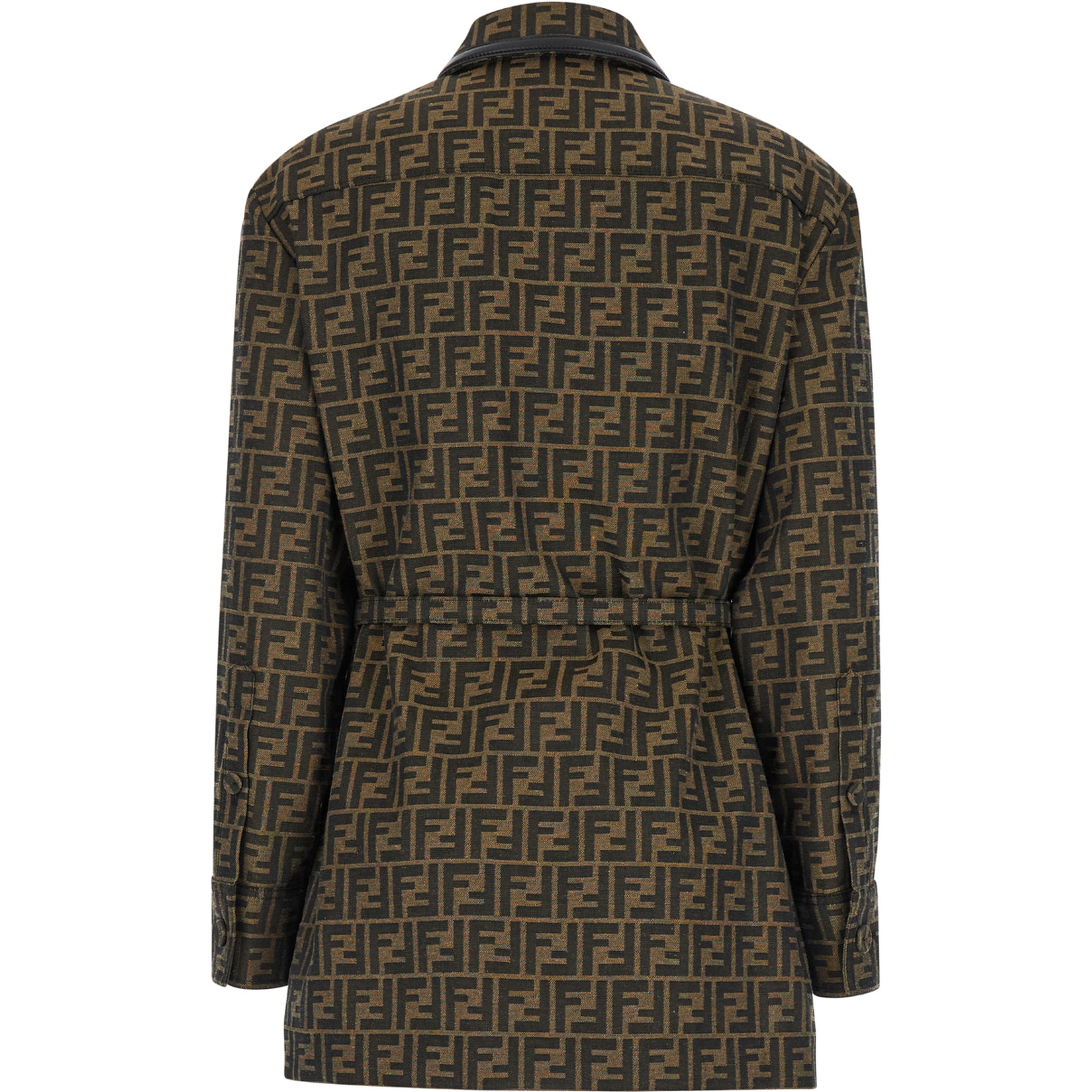 Jacket with FF All-Over Motif in Cotton Blend Brown Woman