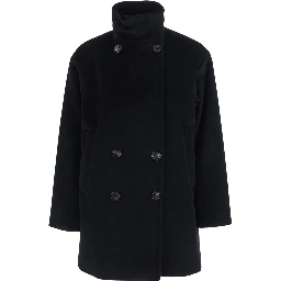 MSTMAROSO Jacket with high collar and long sleeves in Black Tech Fabric for women