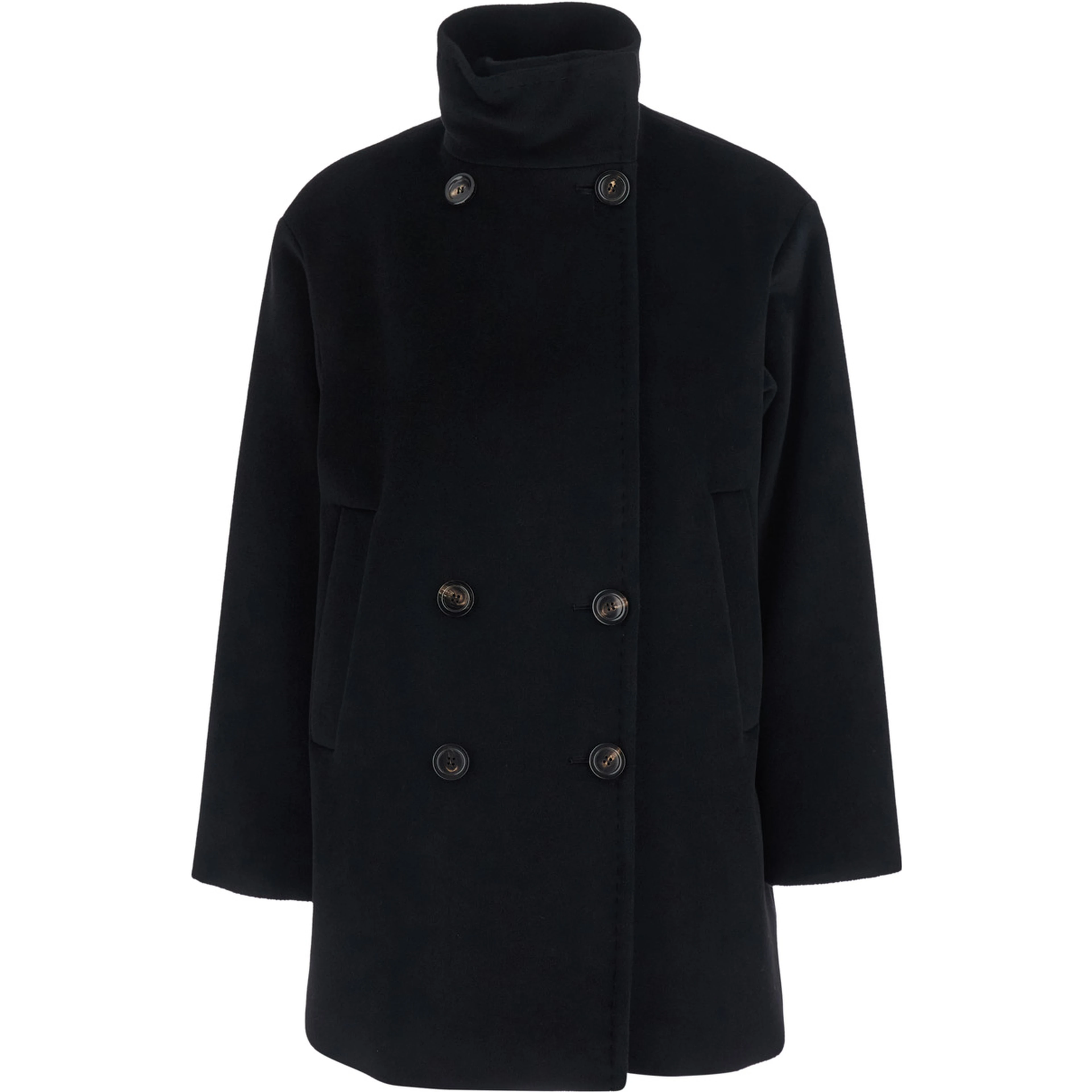 MSTMAROSO Jacket with high collar and long sleeves in Black Tech Fabric for women