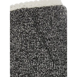 Gray Pencil Skirt with Fringed Hem in Polyester and Wool for Women