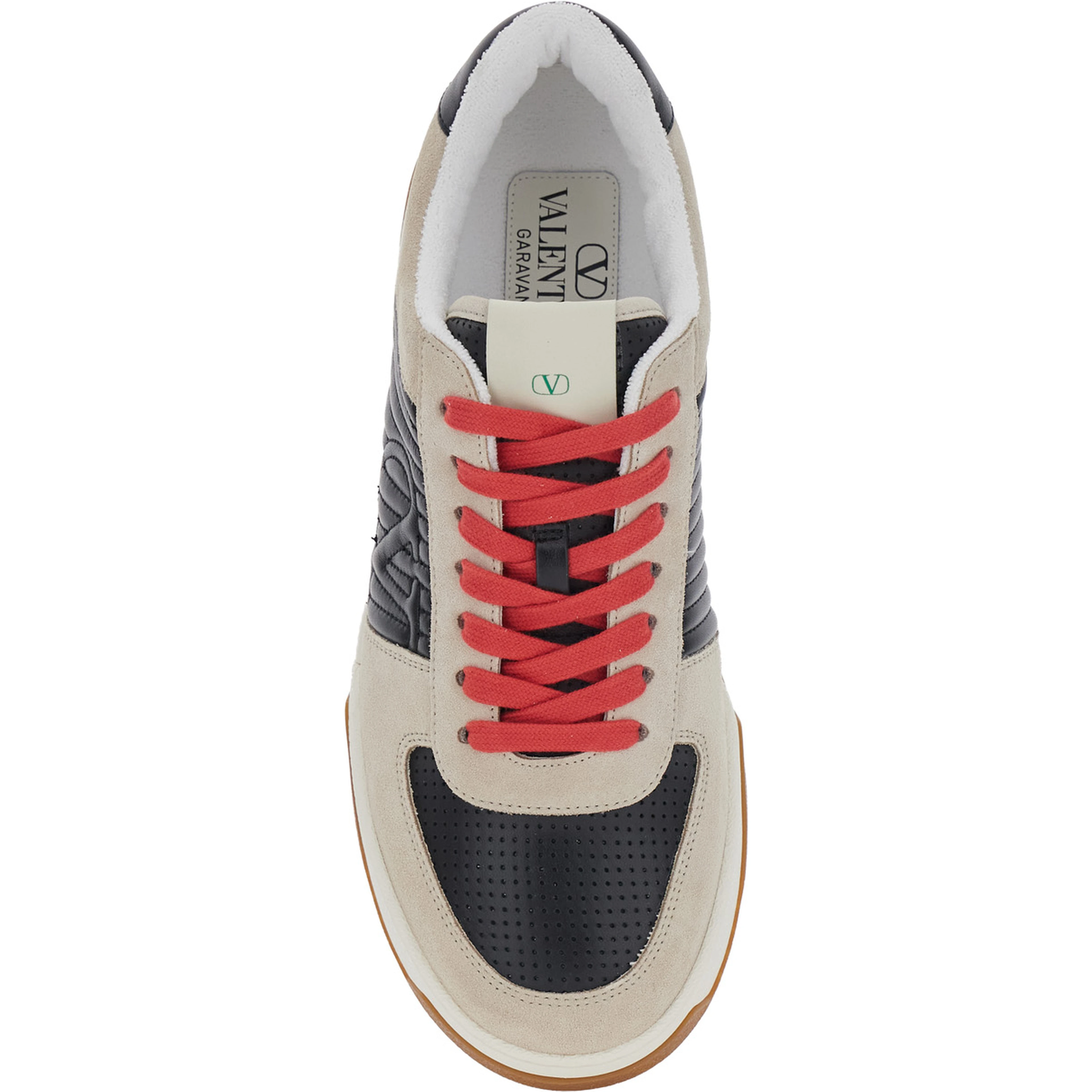 Sparry beige Sneaker with VLogo side in leather and Fabric men